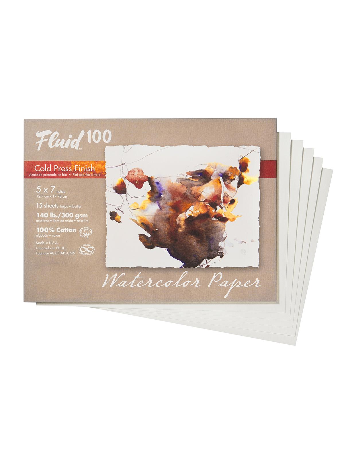 100 Watercolor Paper Pochettes 140 lb. cold press 5 in. x 7 in. 15 sheets