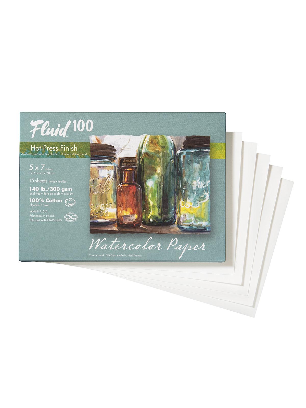 100 Watercolor Paper Pochettes 140 Lb. Hot Press 5 In. X 7 In. 15 Sheets