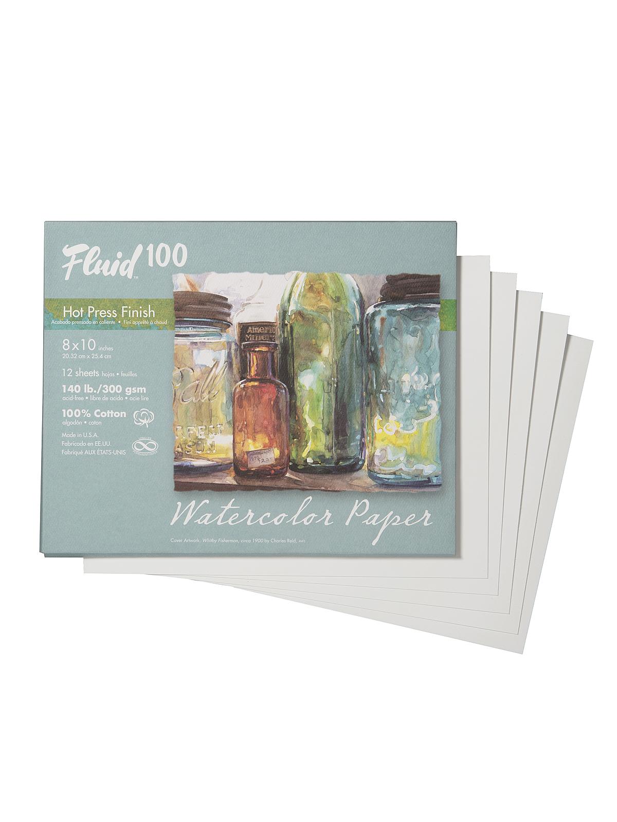 100 Watercolor Paper Pochettes 140 lb. hot press 8 in. x 10 in. 12 sheets