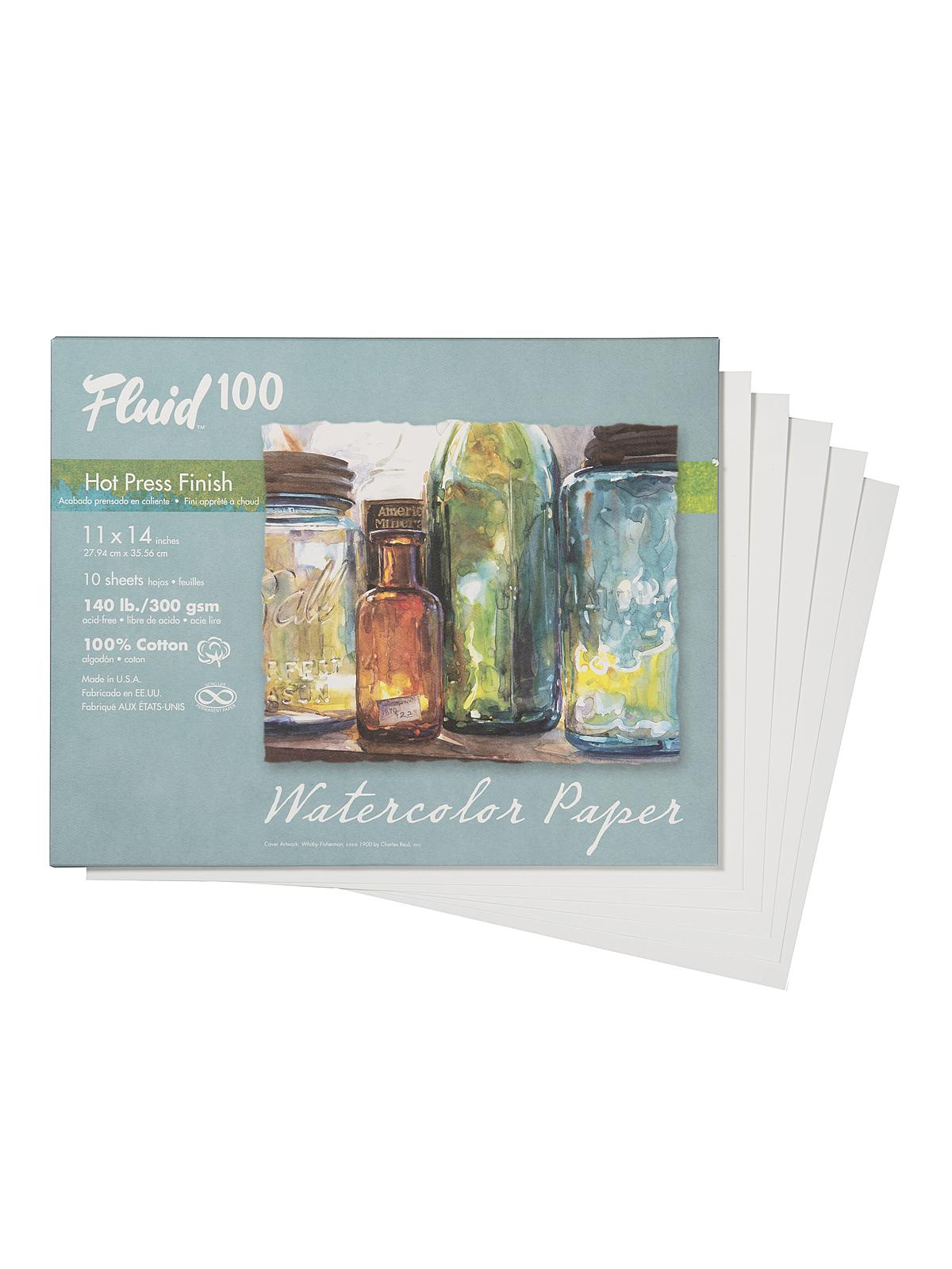 100 Watercolor Paper Pochettes 140 lb. hot press 11 in. x 14 in. 10 sheets