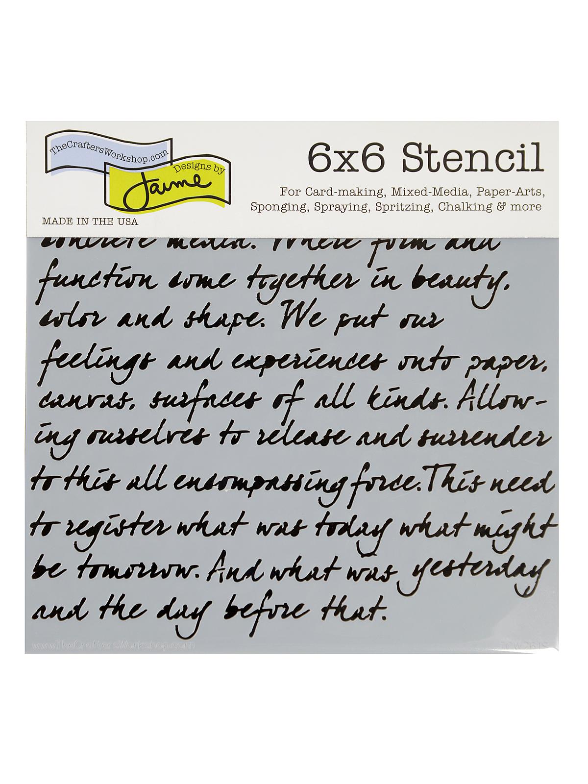 Stencils art is 6 in. x 6 in.