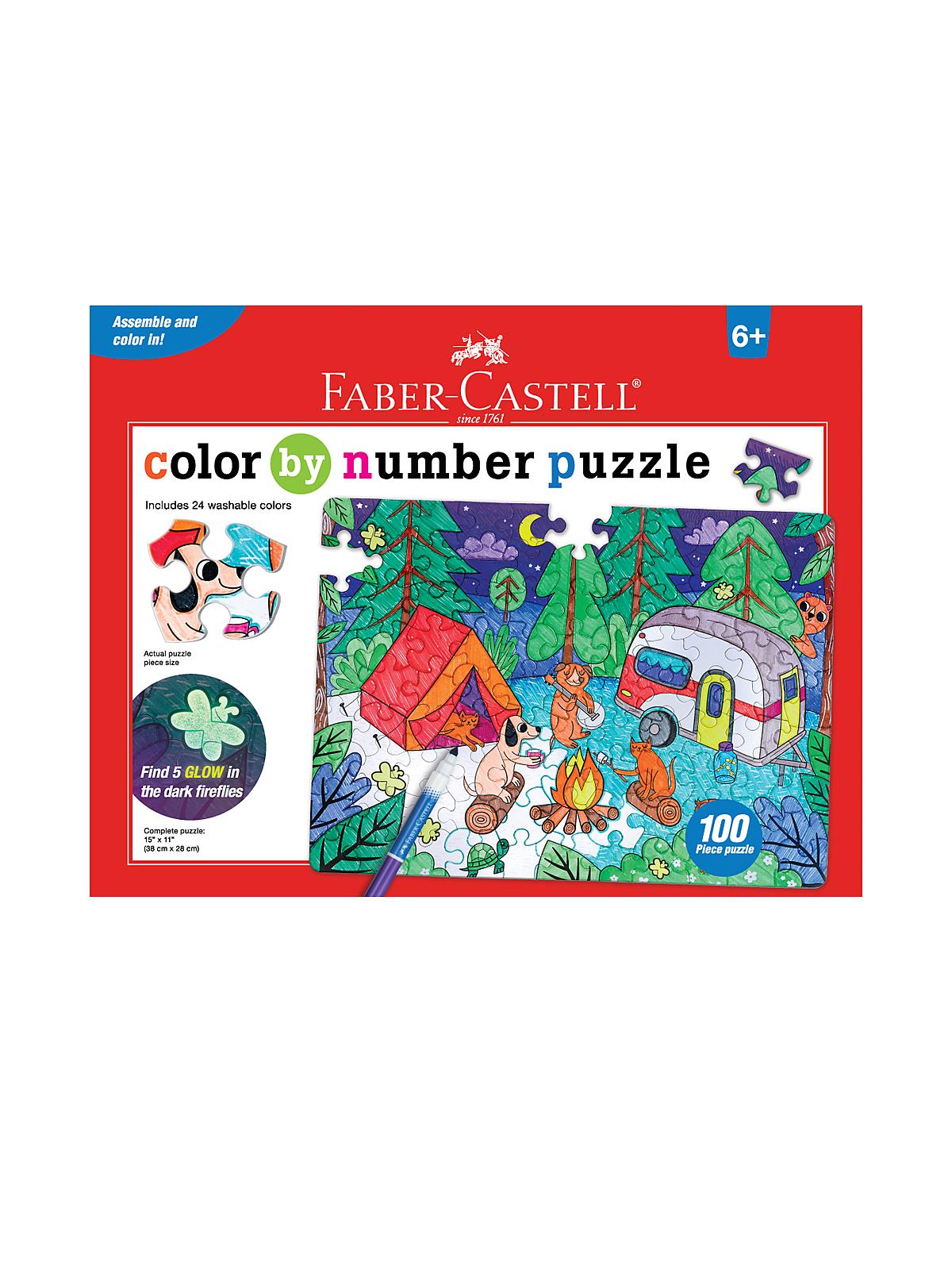 Surprise Reveal Color by Number Puzzles camping 11 in. x 15 in. 100 pieces