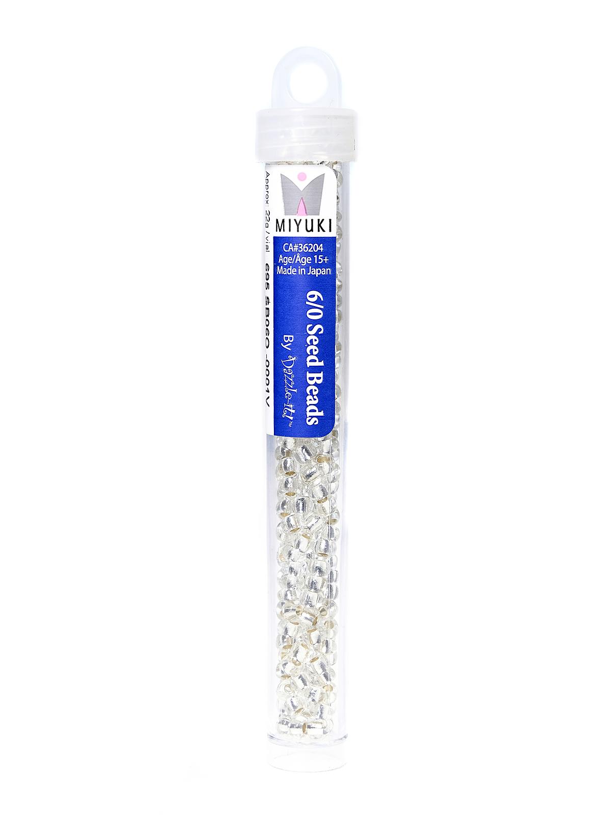 Miyuki Seed Beads 6 0 22g Tube Crystal Silver Lined