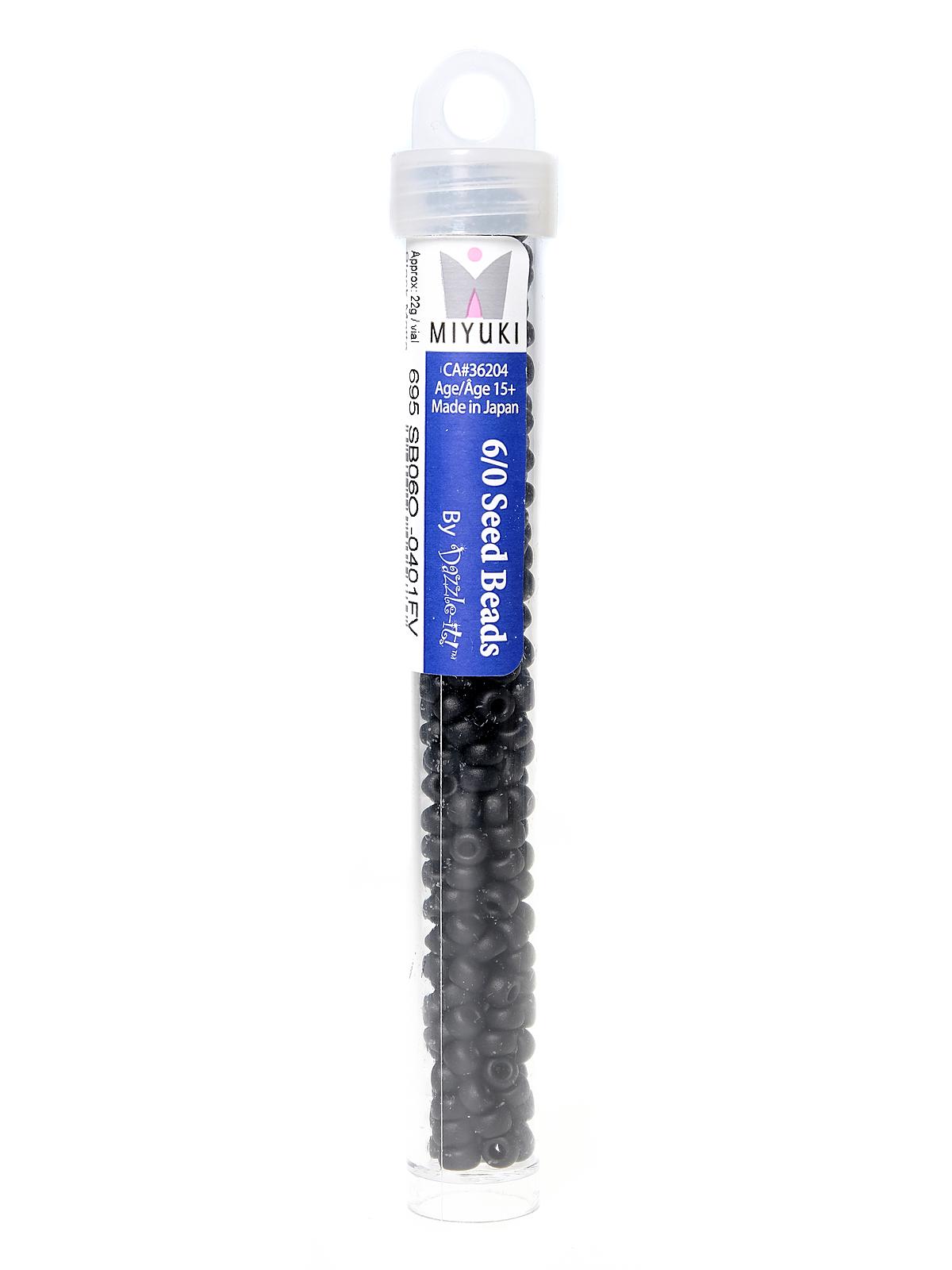 Miyuki Seed Beads 6 0 22g tube black matte