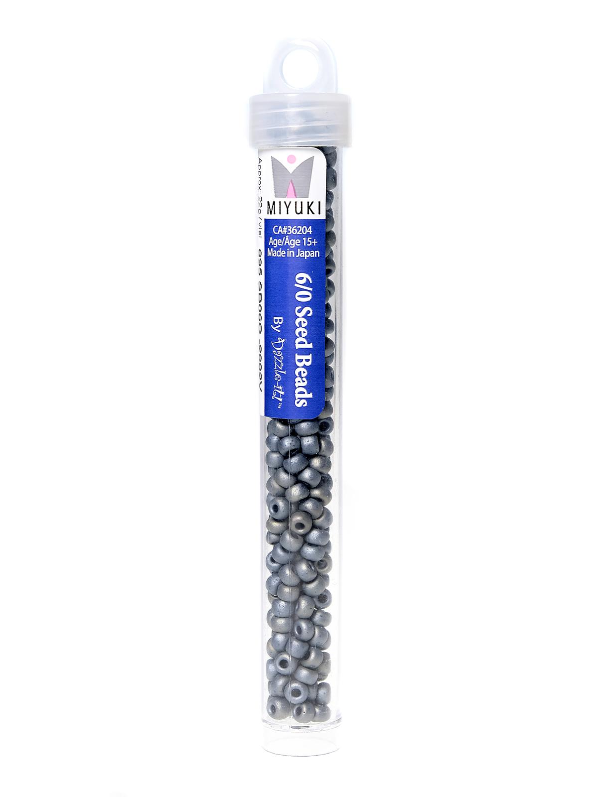 Miyuki Seed Beads 6 0 22g tube matte metallic silver grey