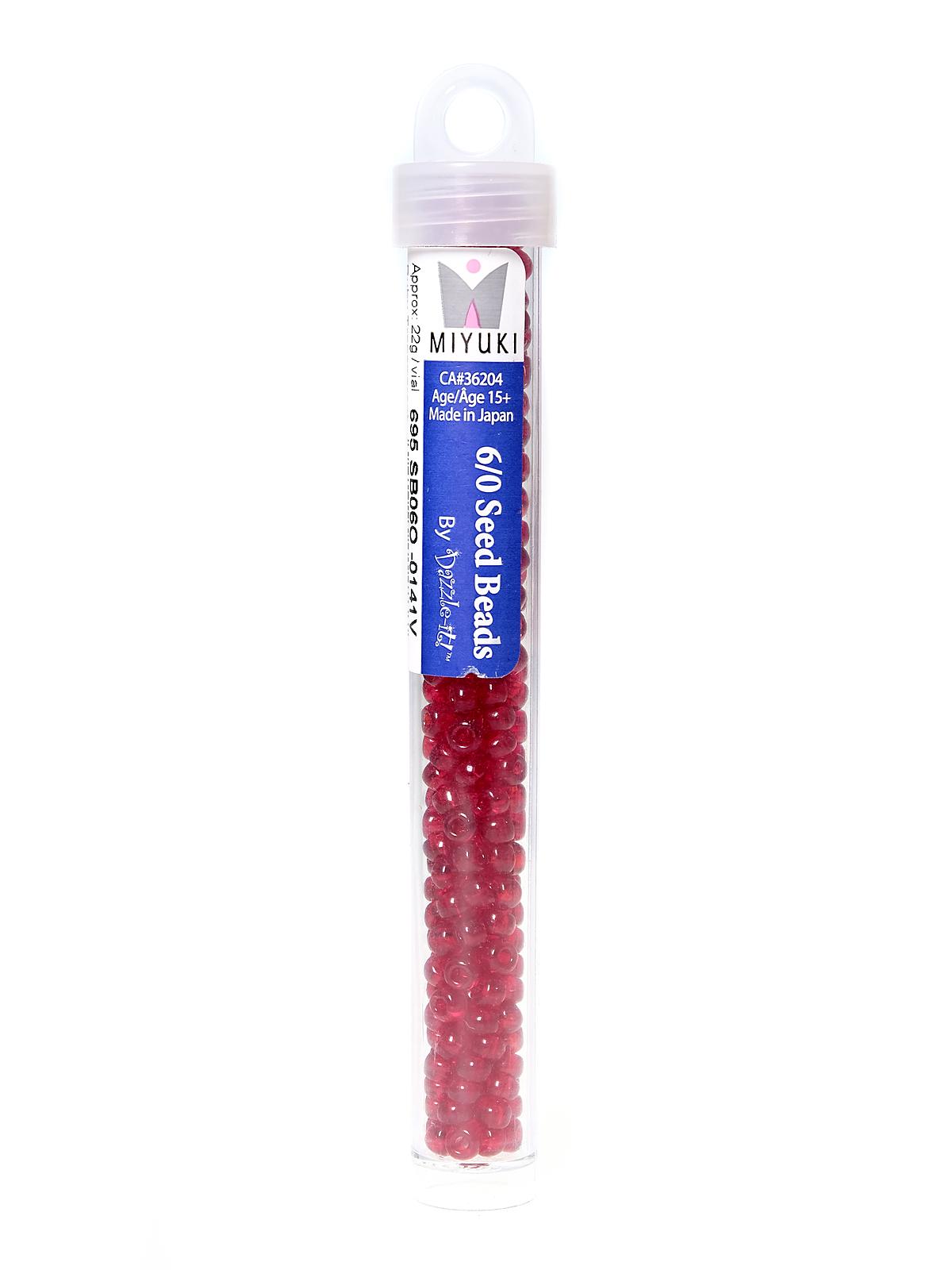 Miyuki Seed Beads 6 0 22g tube ruby transparent