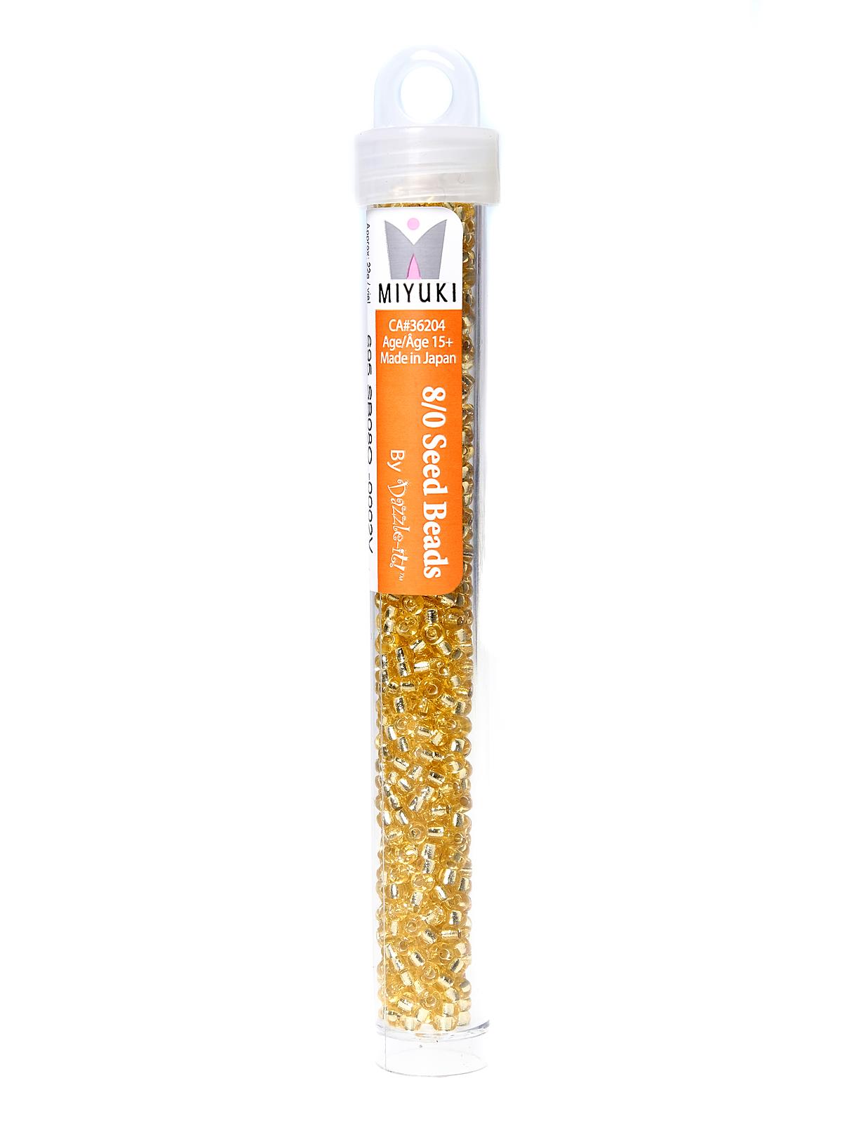 Miyuki Seed Beads 8 0 22g tube light gold silver lined