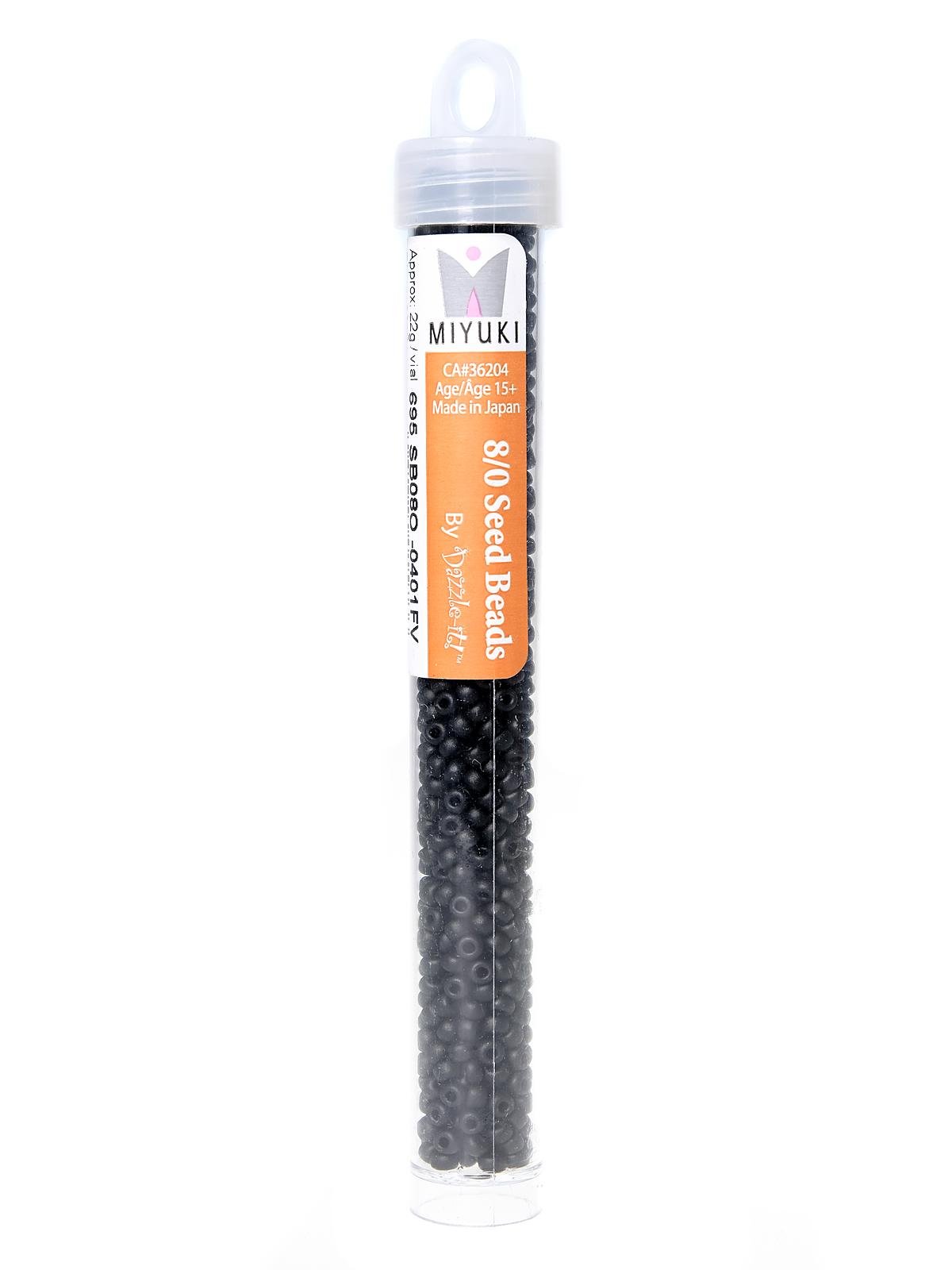 Miyuki Seed Beads 8 0 22g tube black matte