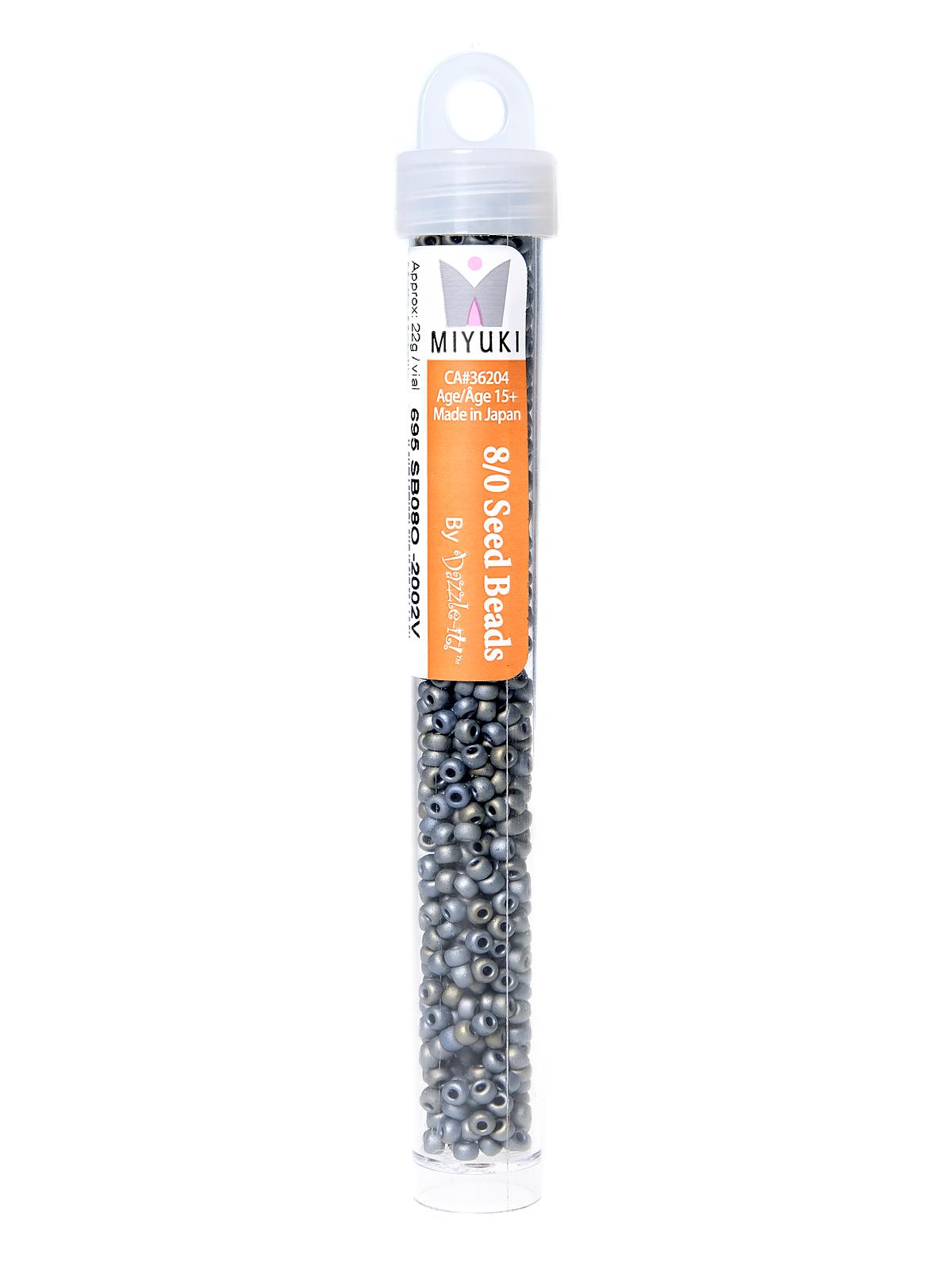 Miyuki Seed Beads 8 0 22g tube matte metallic silver grey
