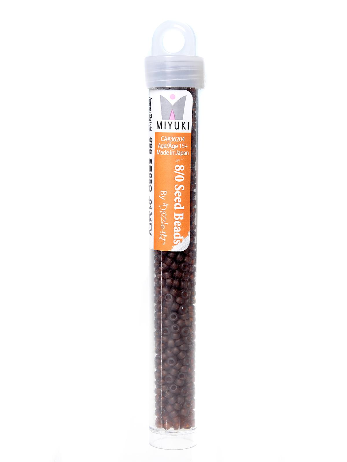 Miyuki Seed Beads 8 0 22g tube dark topaz transparent matte