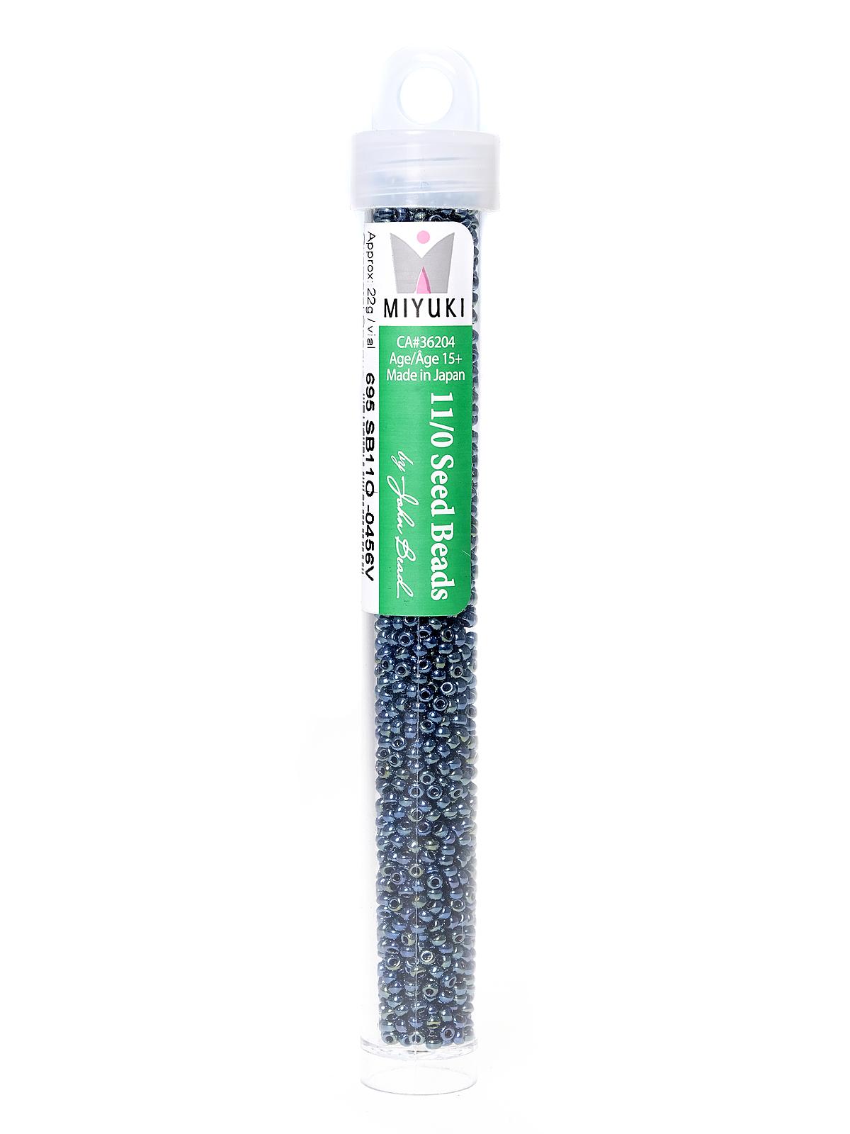 Miyuki Seed Beads 11 0 22g Tube Gunmetal Opaque Iris