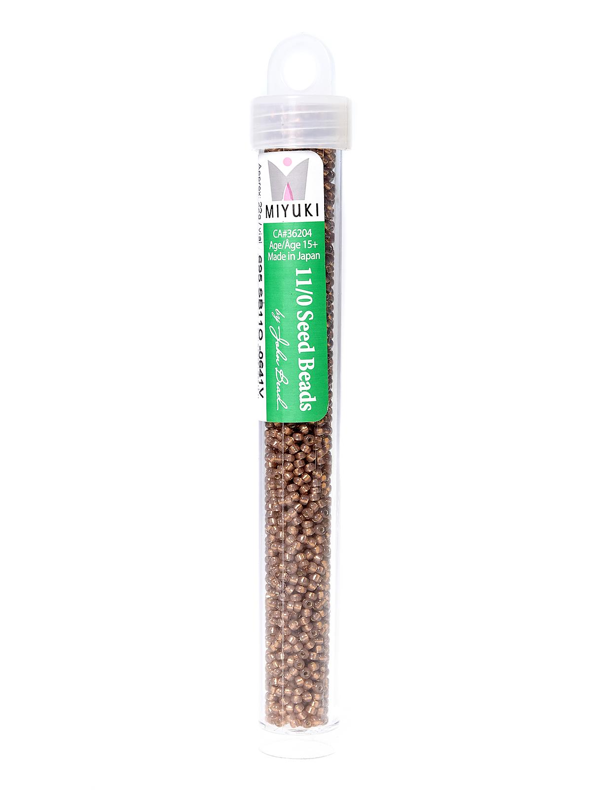 Miyuki Seed Beads 11 0 22g tube rose bronze silver lined dyed alabaster