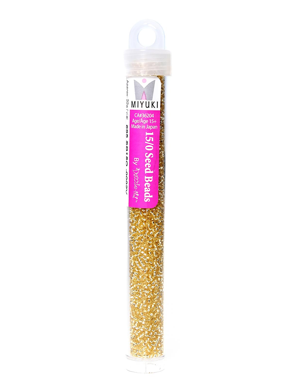 Miyuki Seed Beads 15 0 22g tube light gold silver lined