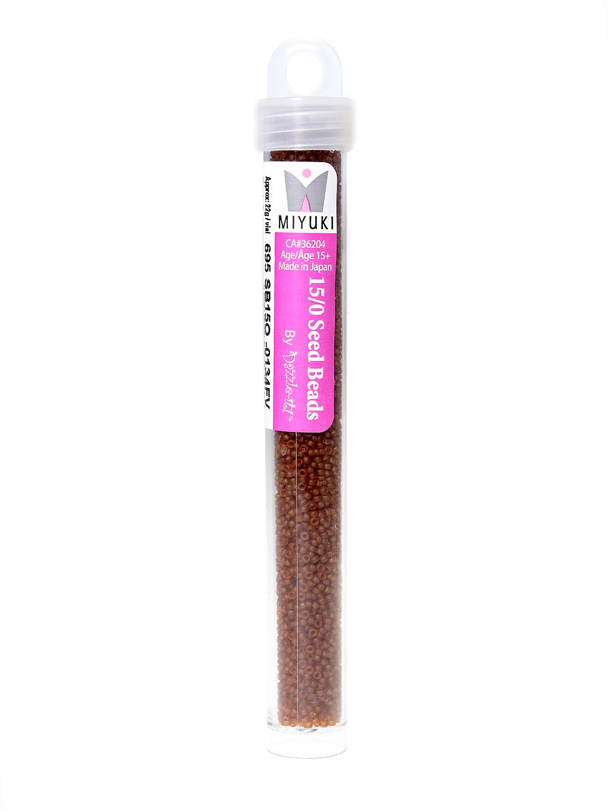 Miyuki Seed Beads 15 0 22g tube dark topaz transparent matte