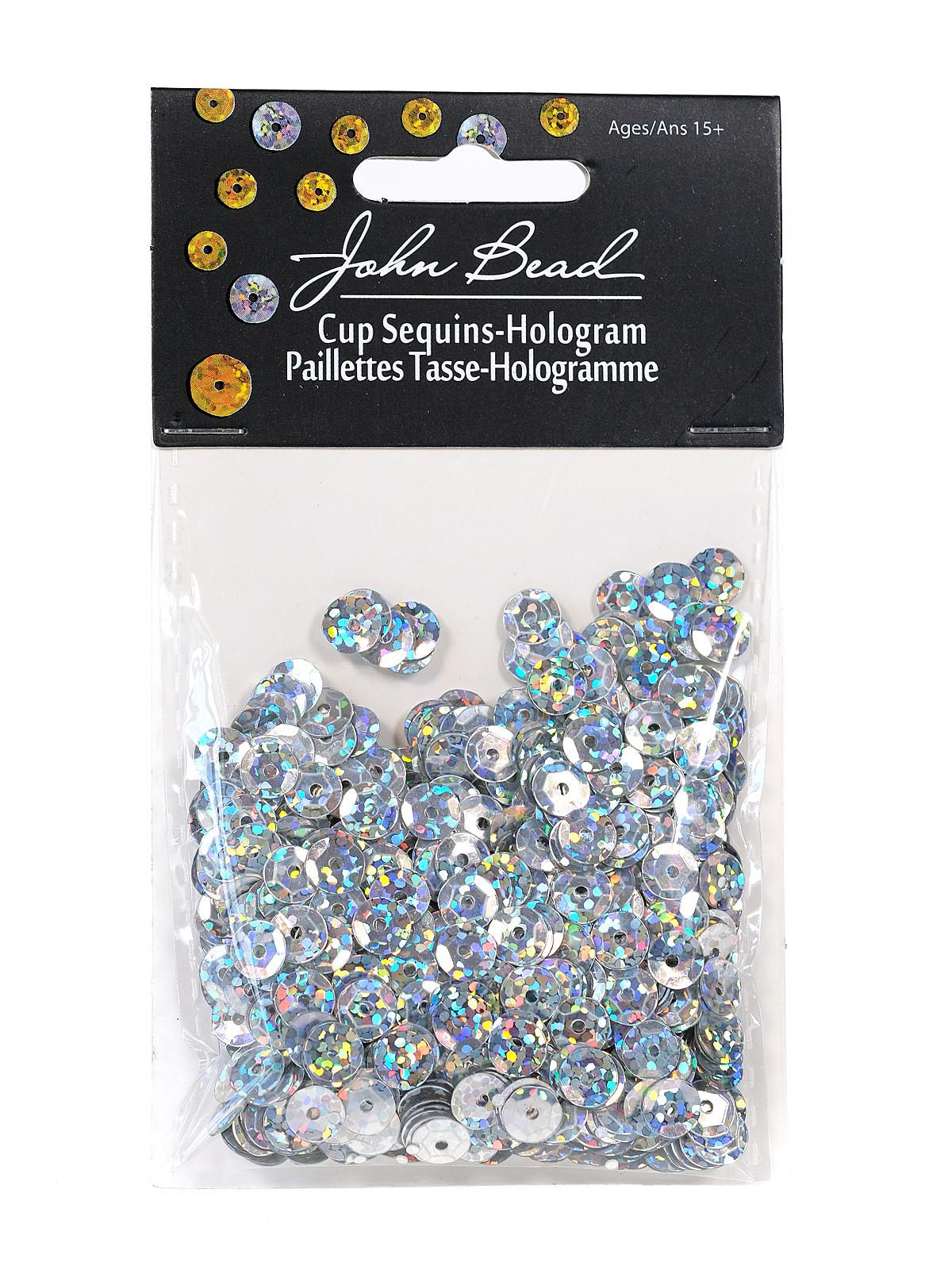 Hologram Cup Sequins 6 mm round pack of 1600 silver