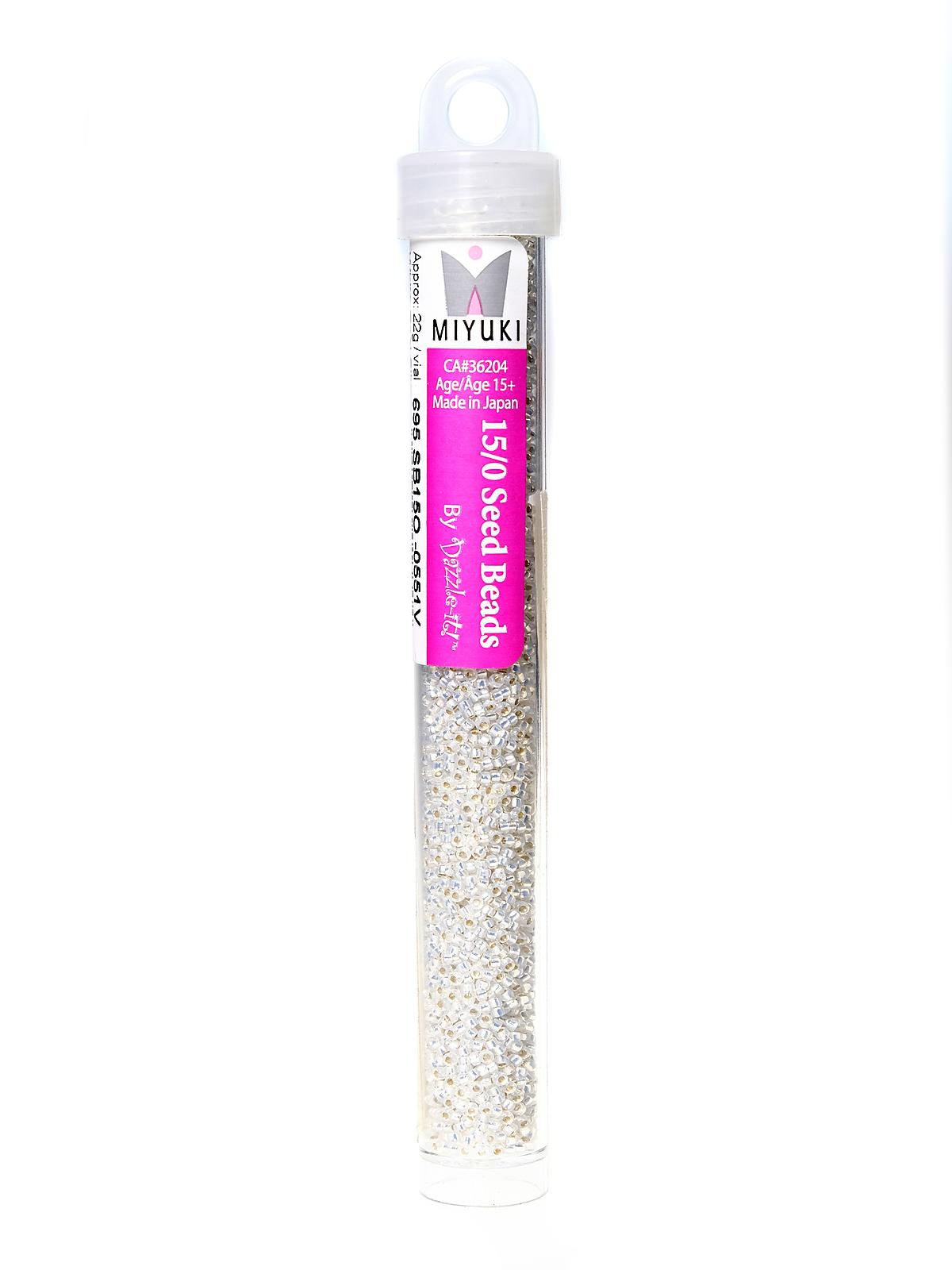 Miyuki Seed Beads 15 0 22g tube white opal silver lined