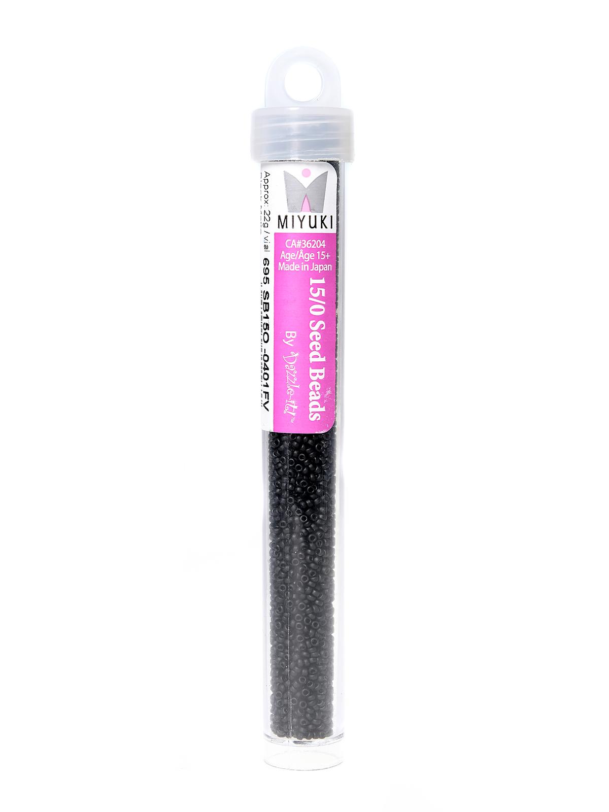 Miyuki Seed Beads 15 0 22g tube black matte