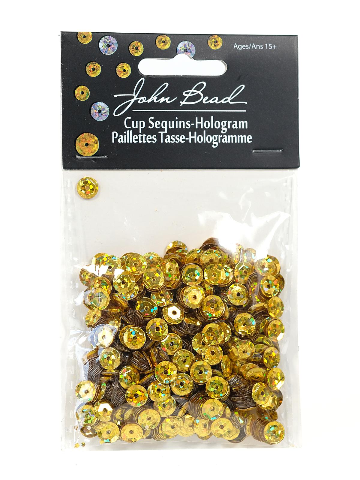 Hologram Cup Sequins 6 Mm Round Pack Of 1600 Gold