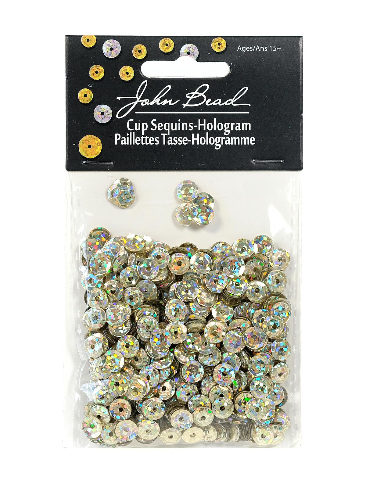 Hologram Cup Sequins 6 mm round pack of 1600 champagne