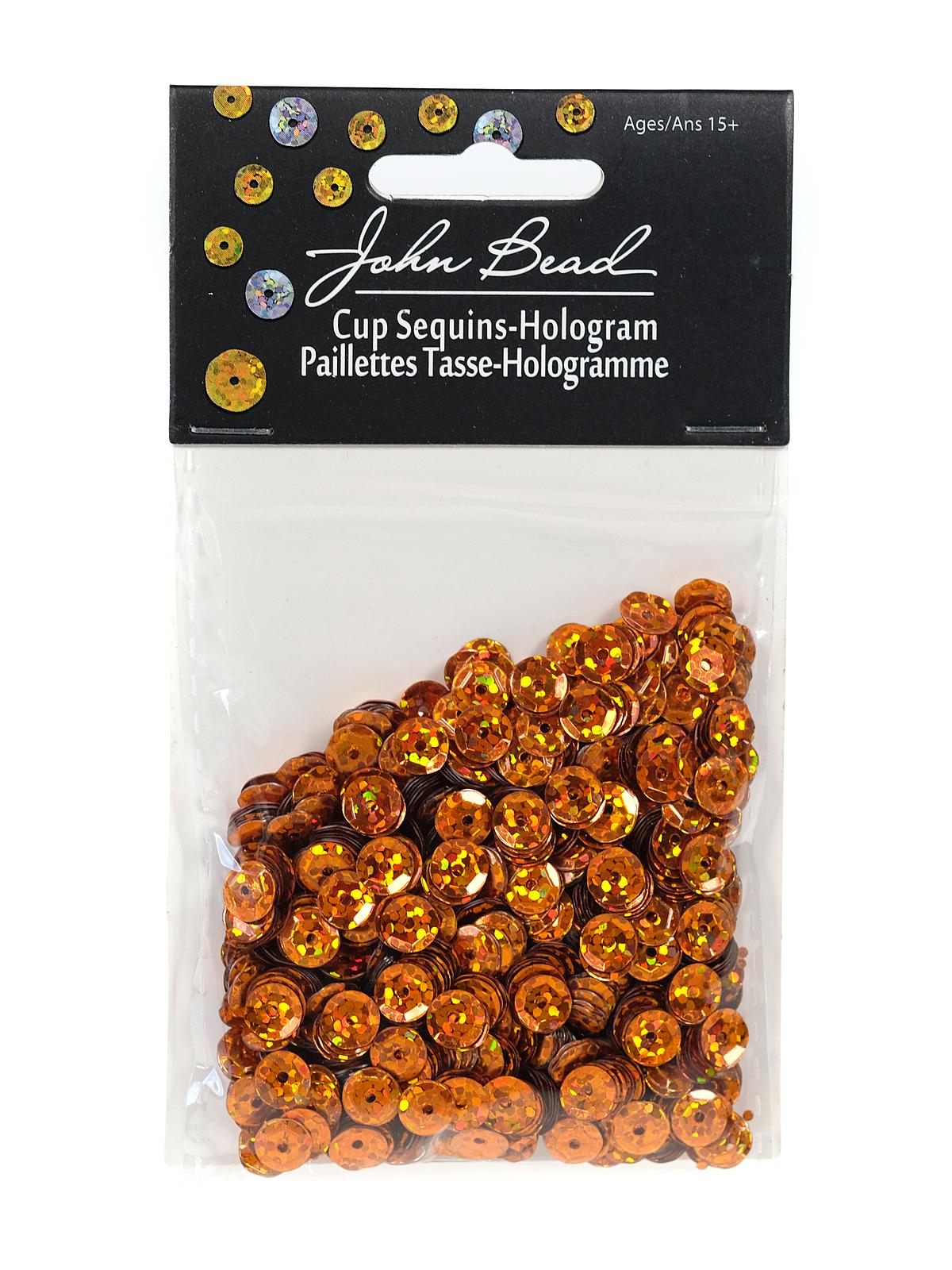 Hologram Cup Sequins 6 mm round pack of 1600 orange