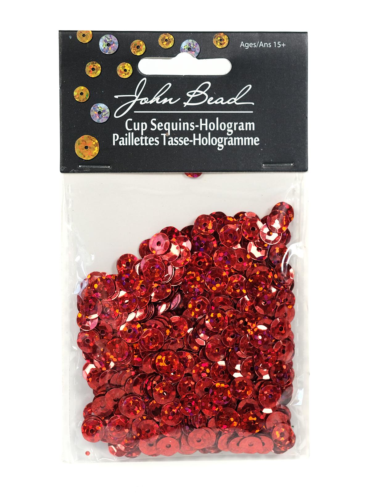 Hologram Cup Sequins 6 mm round pack of 1600 red