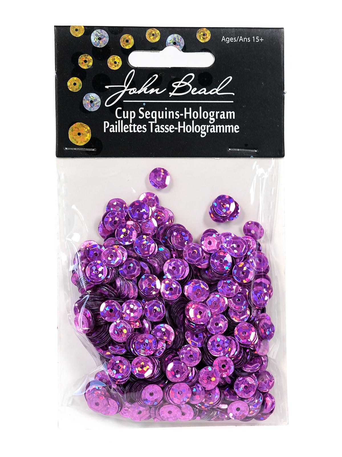 Hologram Cup Sequins 6 mm round pack of 1600 hot pink