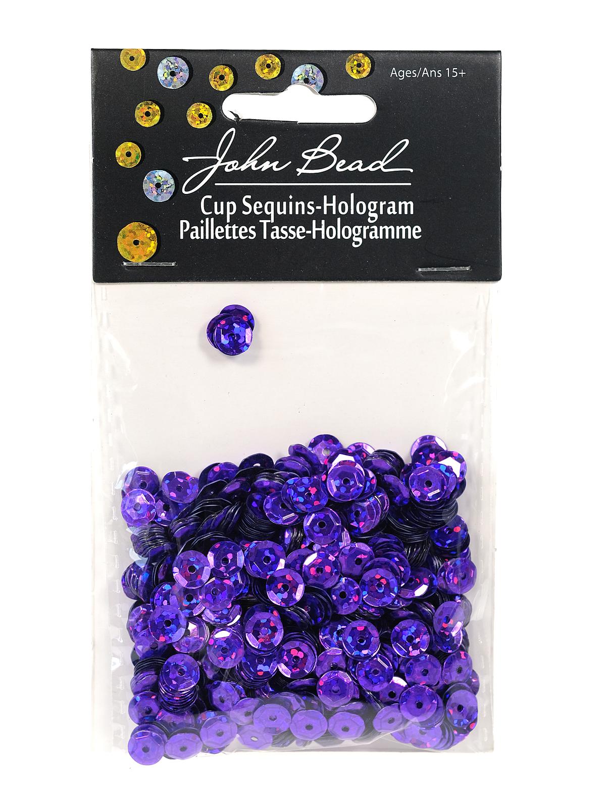 Hologram Cup Sequins 6 mm round pack of 1600 purple