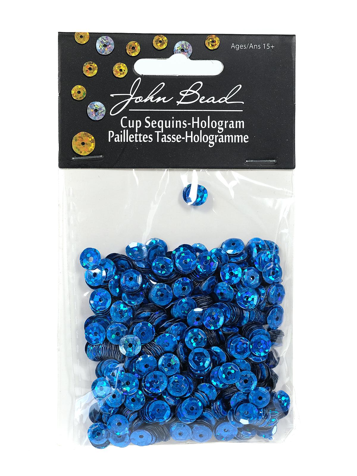 Hologram Cup Sequins 6 mm round pack of 1600 royal blue