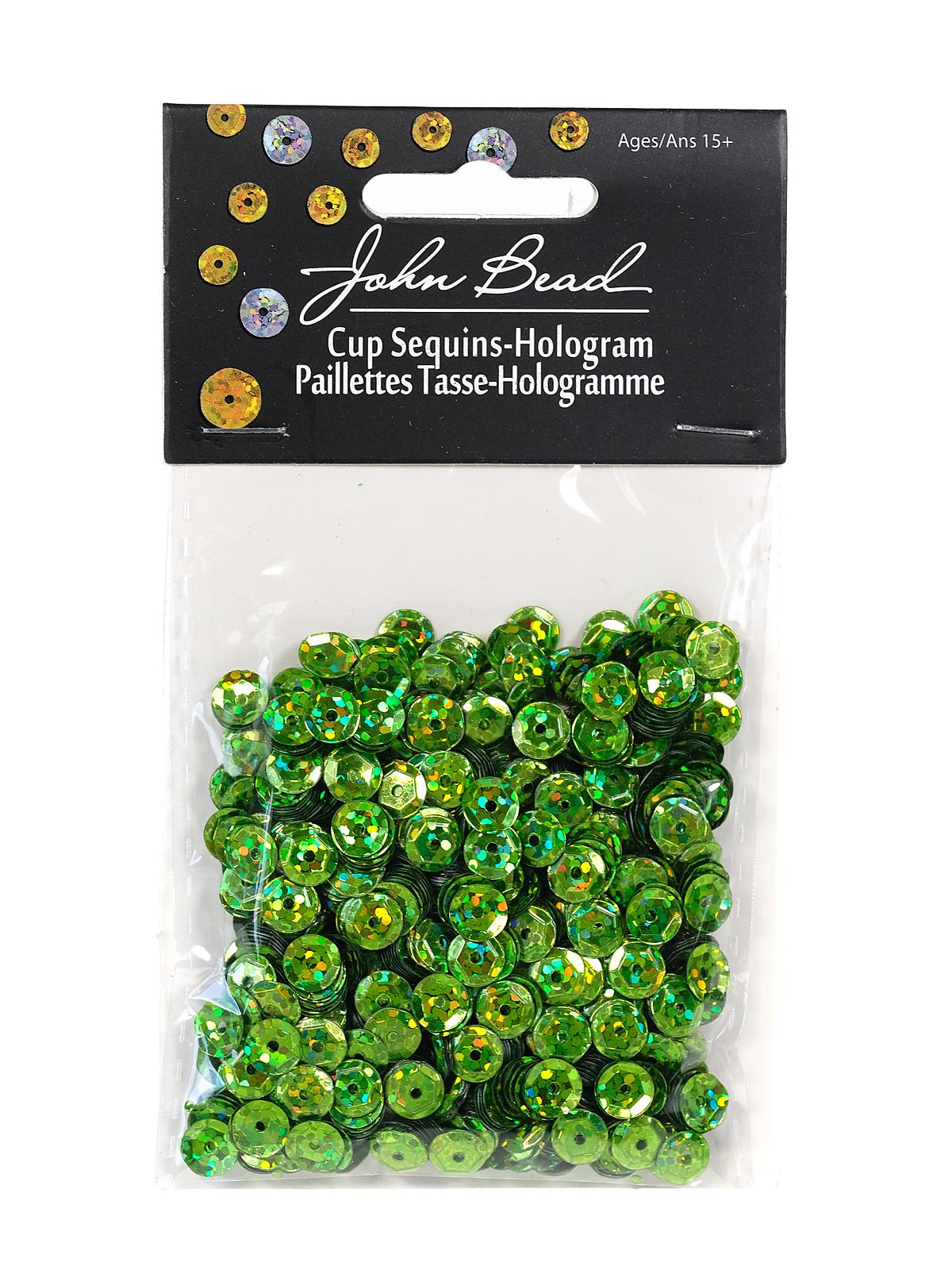 Hologram Cup Sequins 6 Mm Round Pack Of 1600 Lime Green