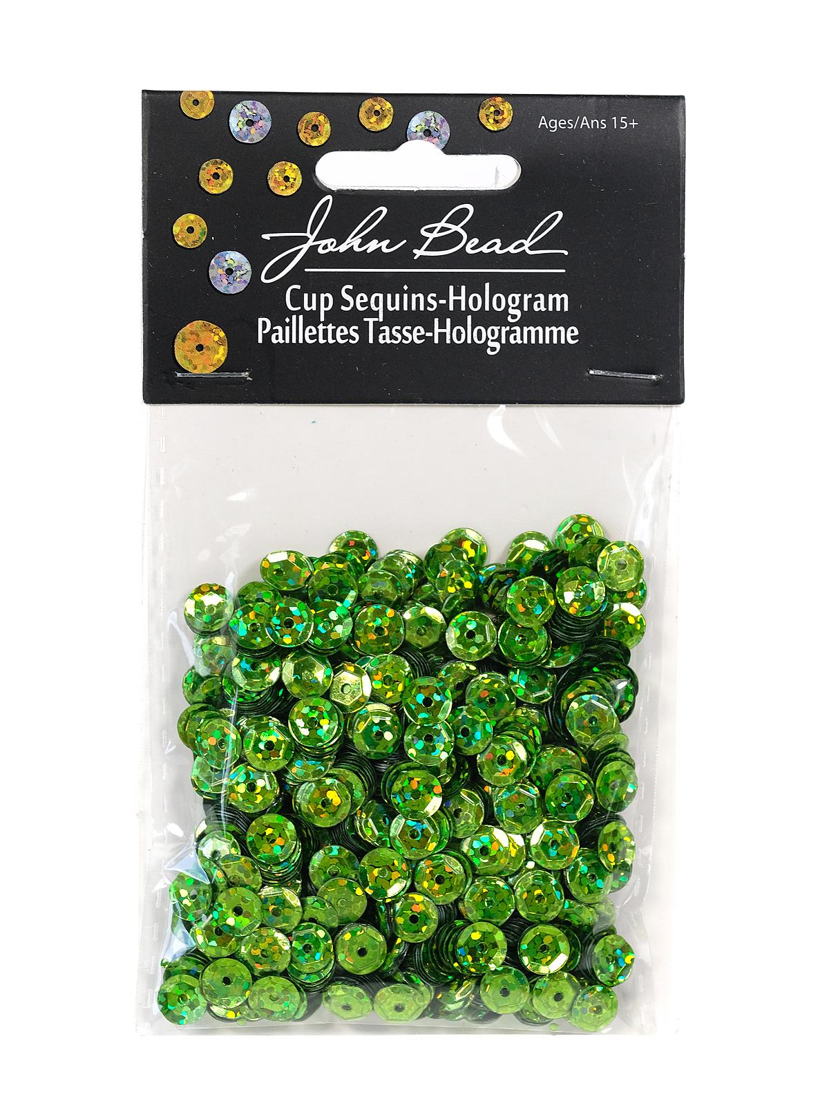 Hologram Cup Sequins 6 mm round pack of 1600 lime green