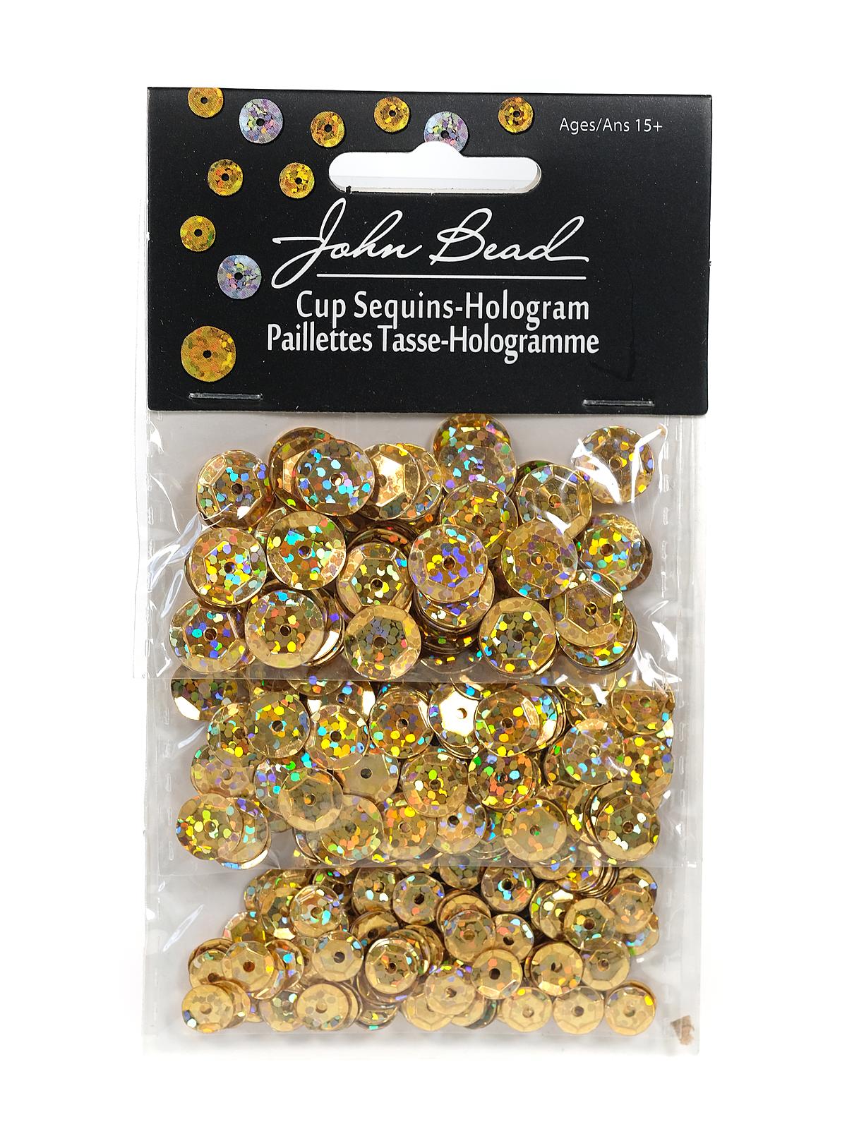Hologram Cup Sequins 6,8,10 mm round pack of 700 gold