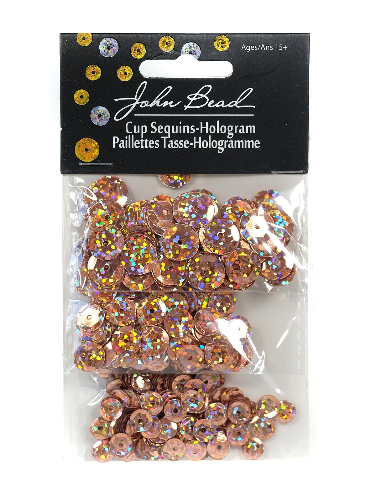 Hologram Cup Sequins 6,8,10 mm round pack of 700 peach