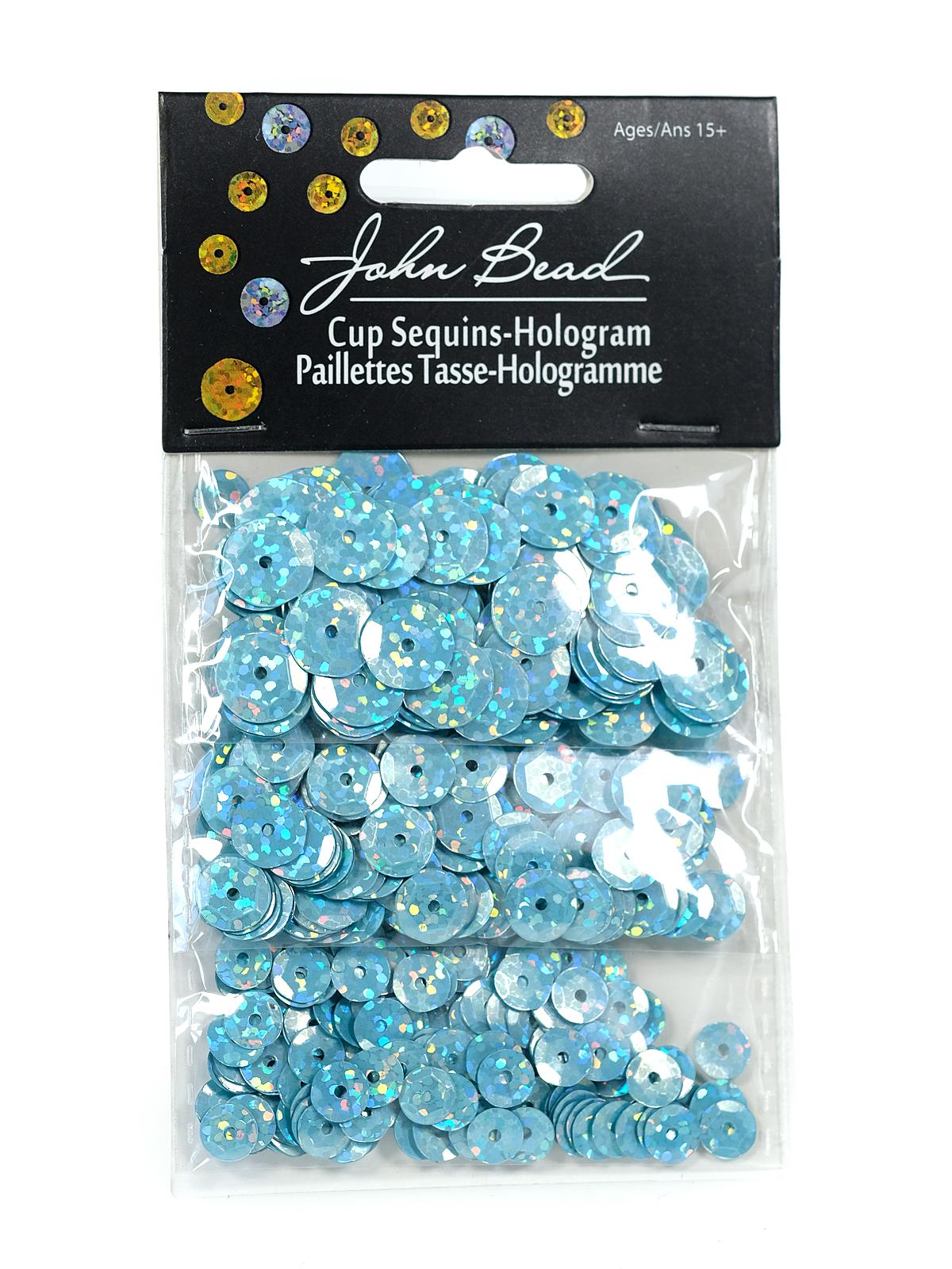 Hologram Cup Sequins 6,8,10 mm round pack of 700 sky blue