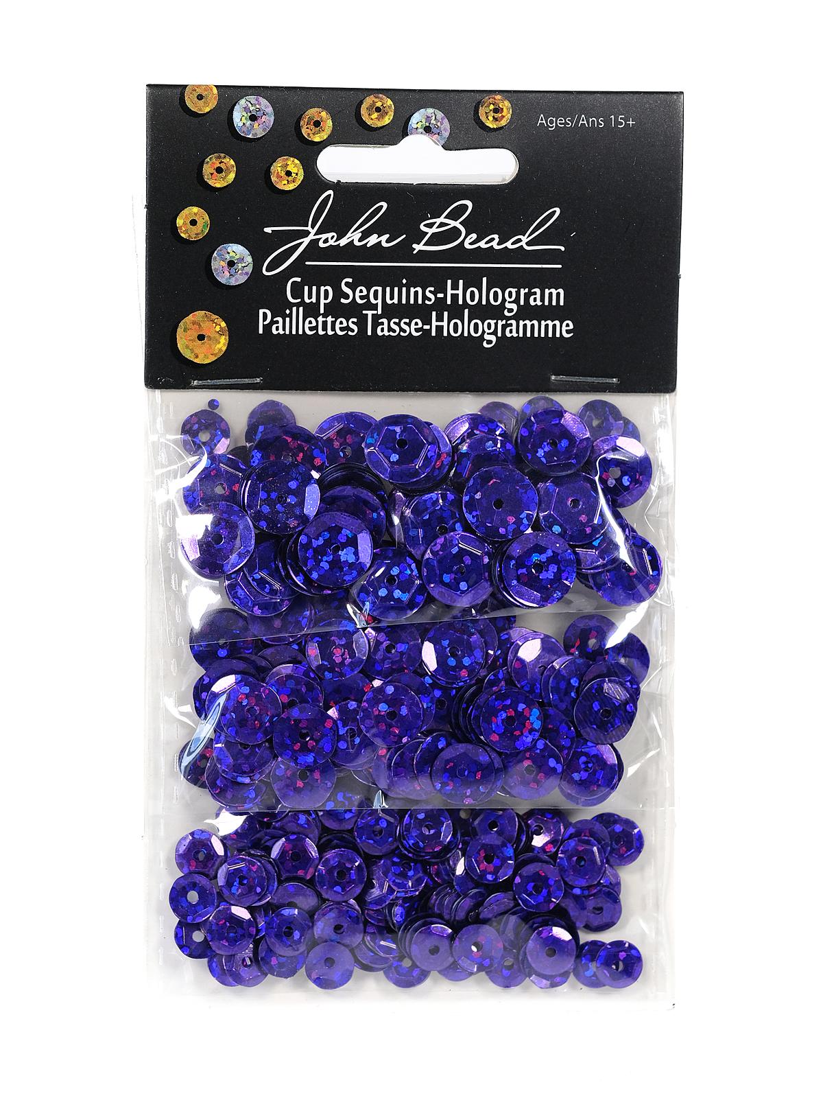 Hologram Cup Sequins 6,8,10 mm round pack of 700 cobalt blue