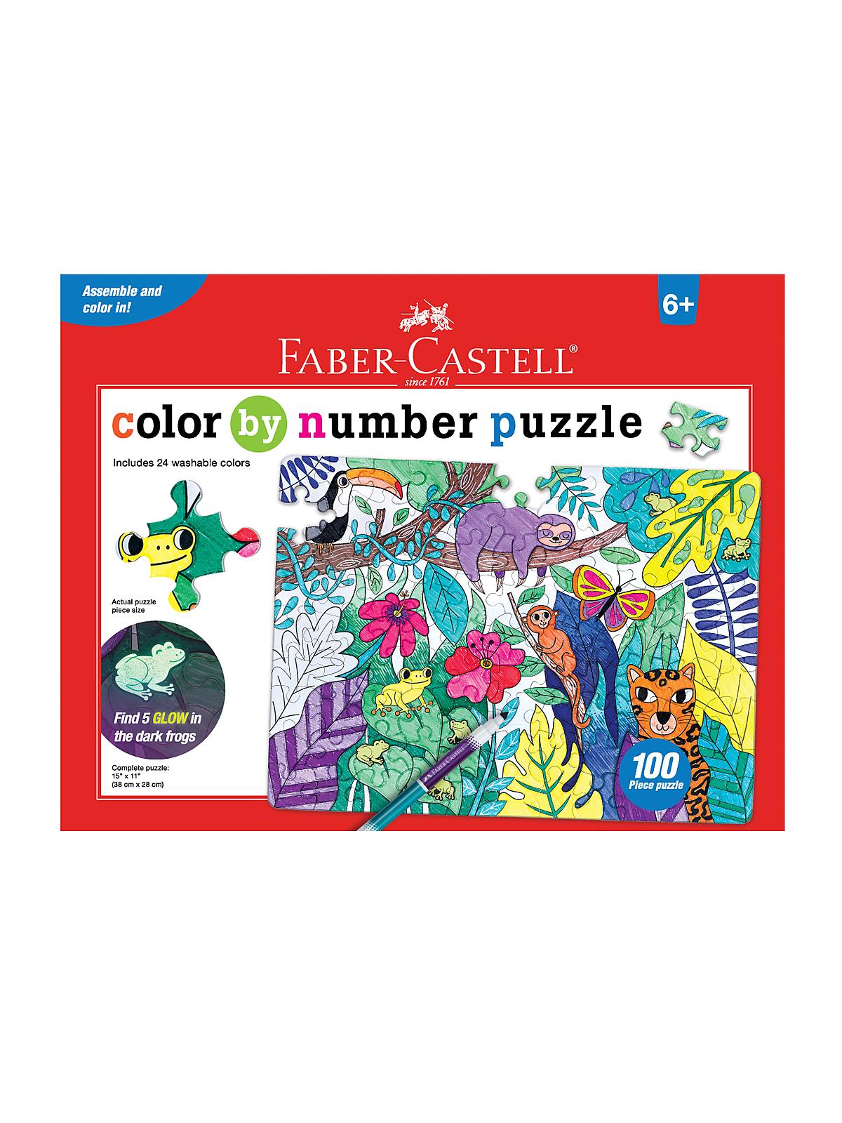 Surprise Reveal Color by Number Puzzles jungle 11 in. x 15 in. 100 pieces