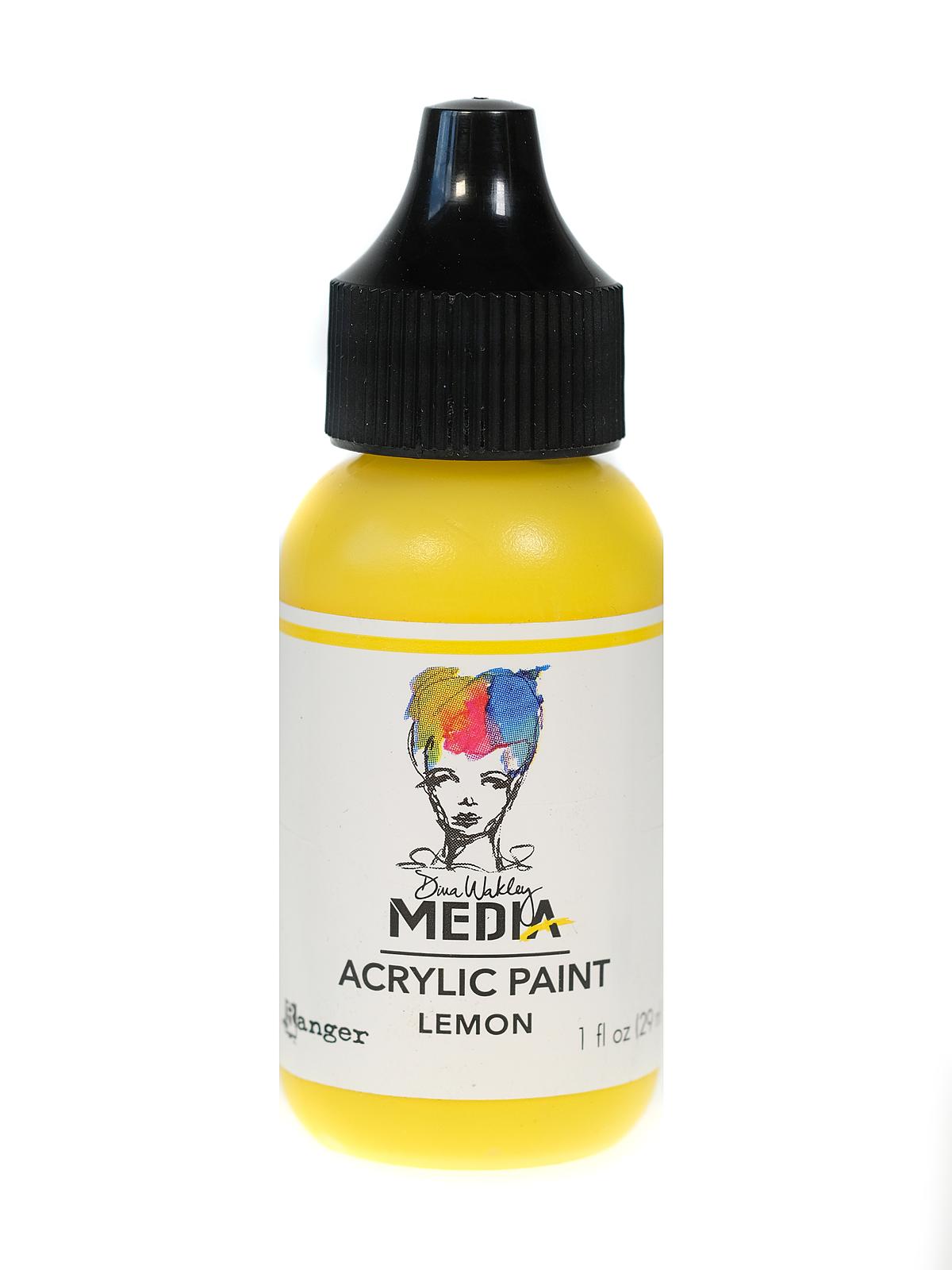 Dina Wakley Media Heavy Body Acrylic Paints 1 oz. bottle lemon
