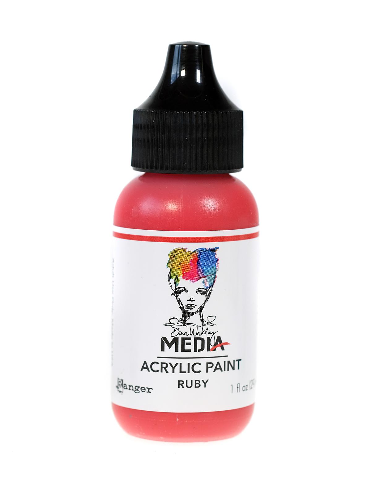Dina Wakley Media Heavy Body Acrylic Paints 1 oz. bottle ruby