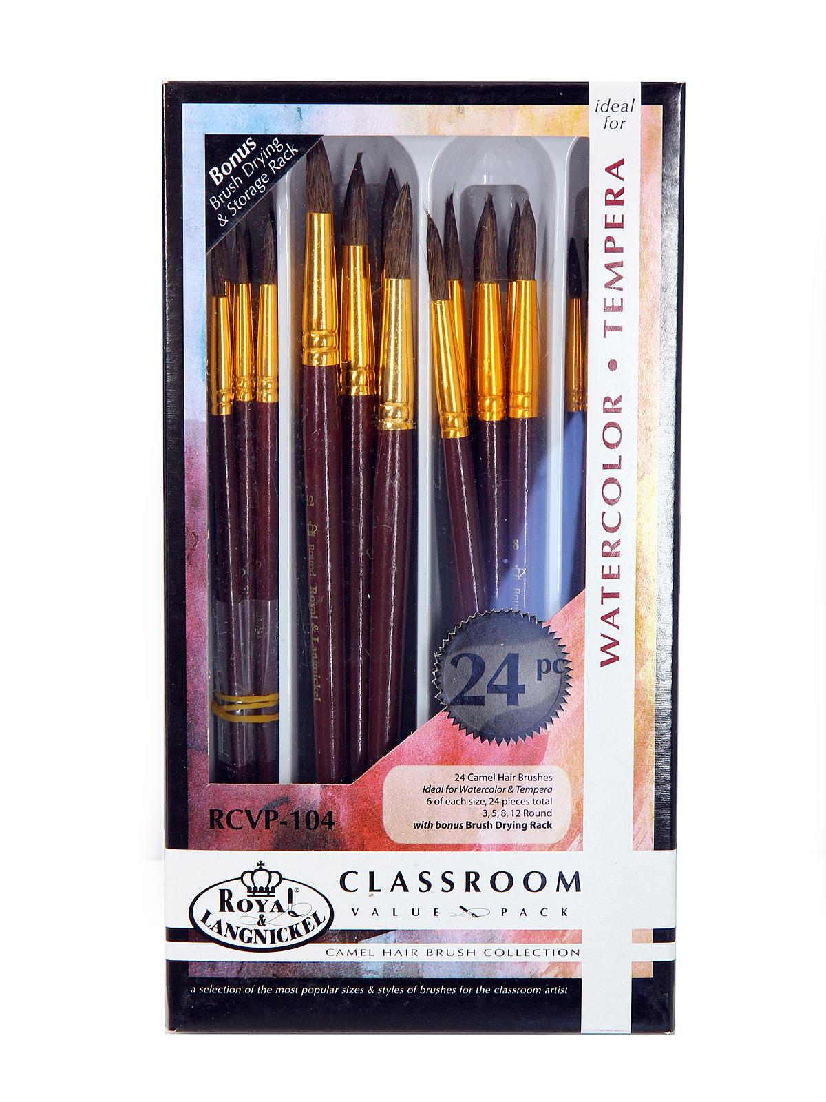 Camel Hair Round Brushes - Classroom Value Pack pack of 24
