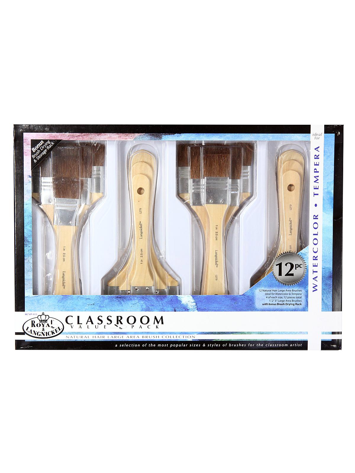 Camel Hair Large Area Brushes - Classroom Value Pack pack of 12