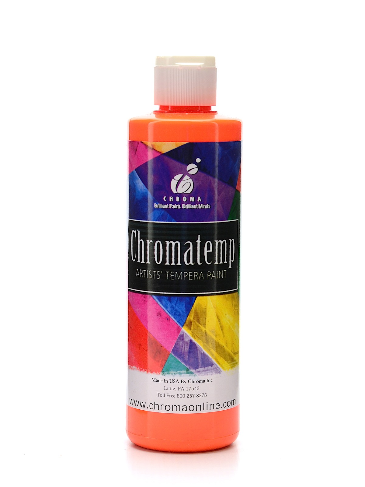 ChromaTemp Artists' Tempera Paint Fluorescent Orange 8 Oz.