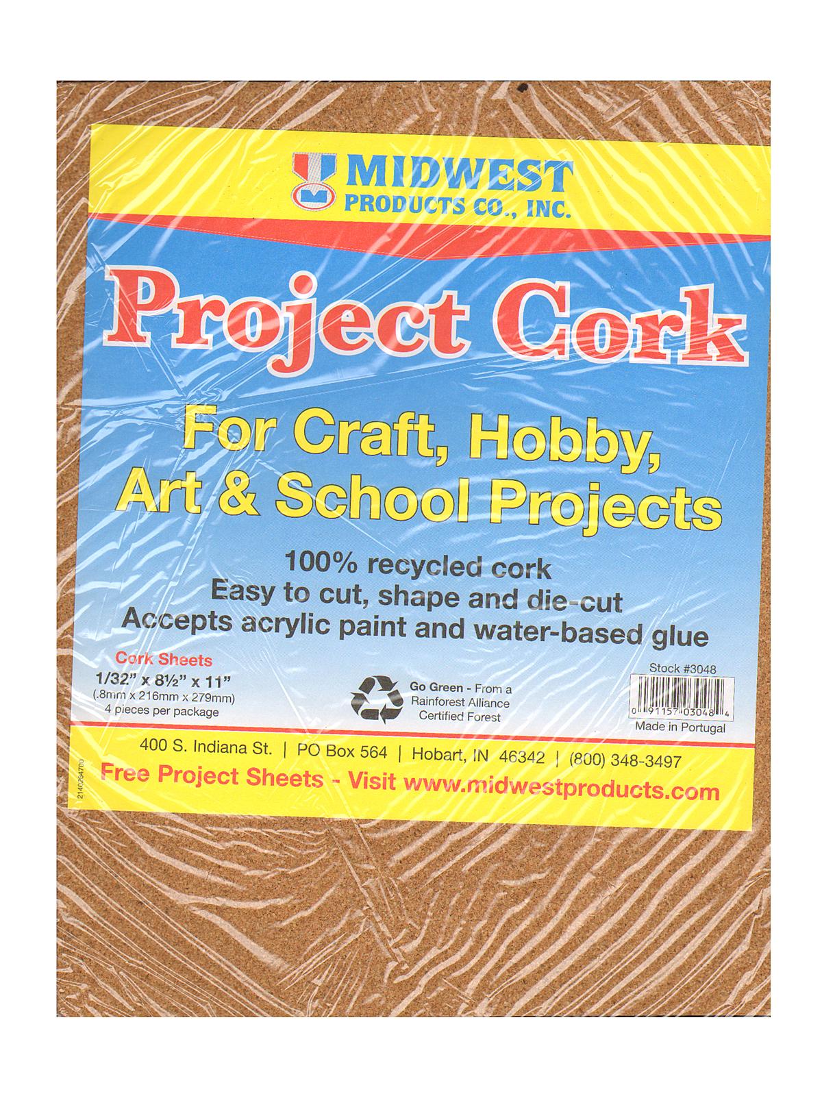 Project Cork Sheet 8 1 2 In. X 11 In. X 1 32 In. Pack Of 4