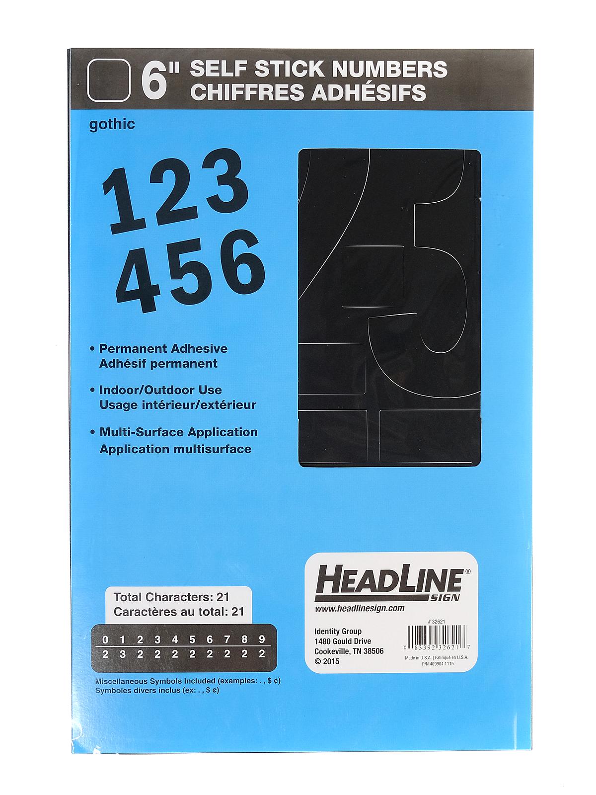 Black Vinyl Stick-On Letters Or Numbers 6 In. Gothic Numbers