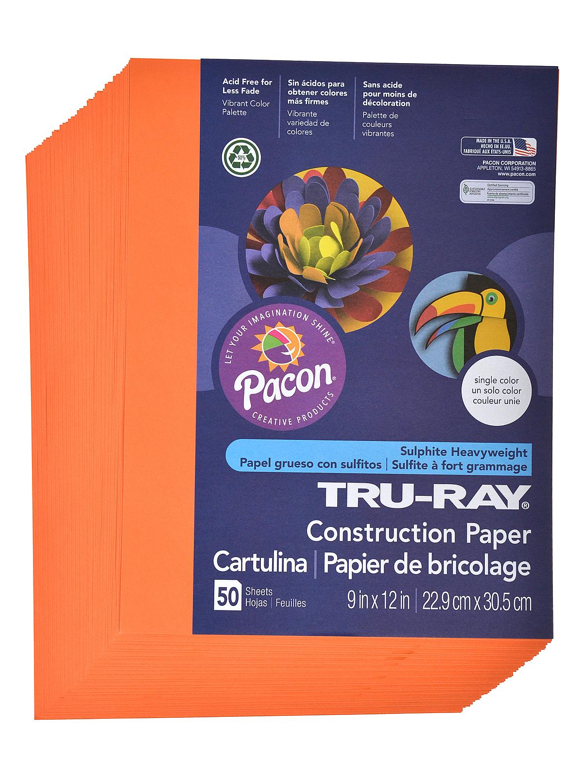 Sulphite Construction Paper Orange 9 In. X 12 In. 50 Sheets