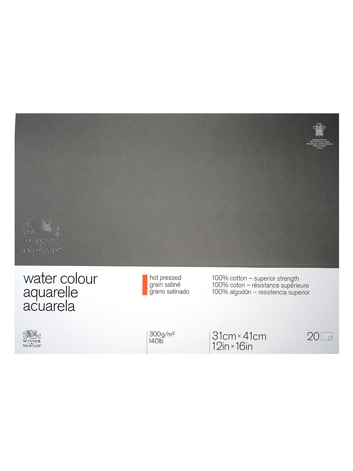 Professional Water Colour Paper Blocks 140 lb. hot pressed 12 in. x 16 in.