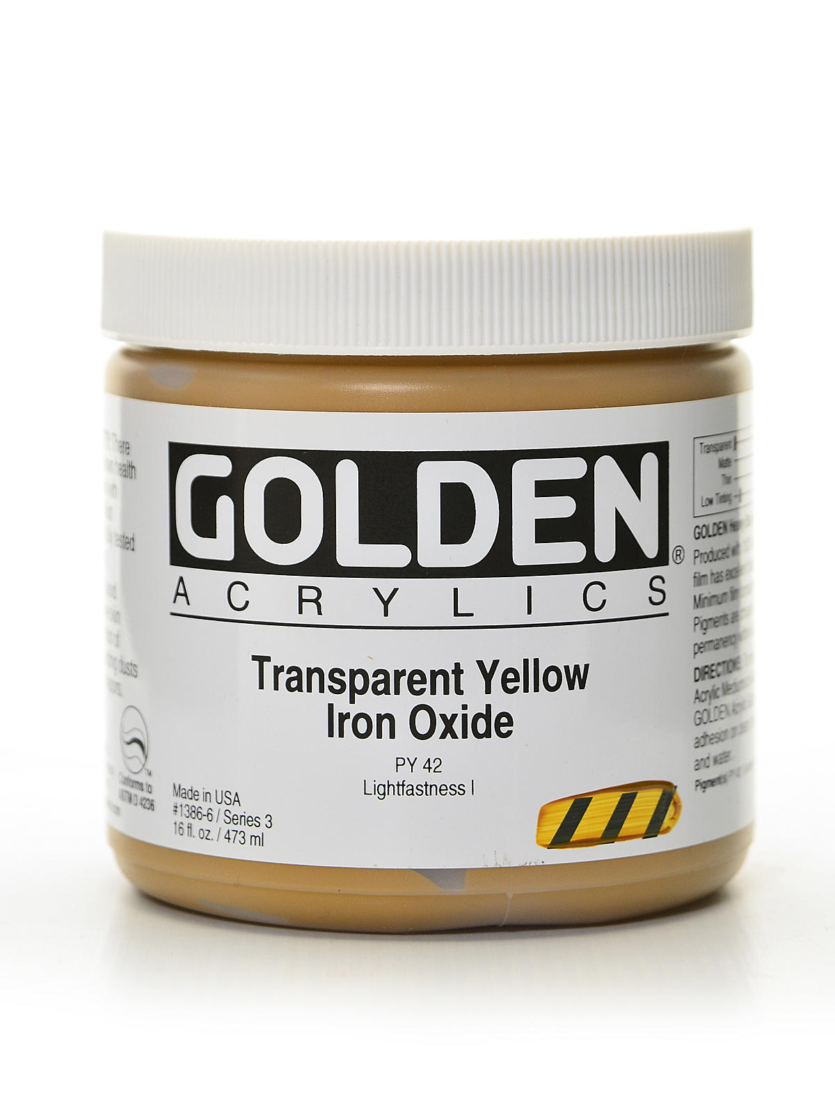 Heavy Body Acrylics transparent yellow iron oxide 16 oz.