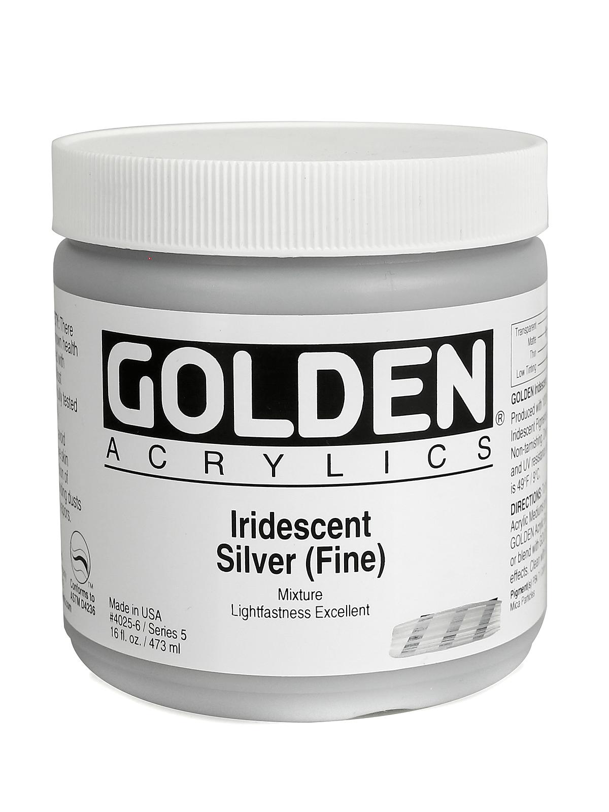 Iridescent and Interference Acrylics iridescent silver fine 16 oz.
