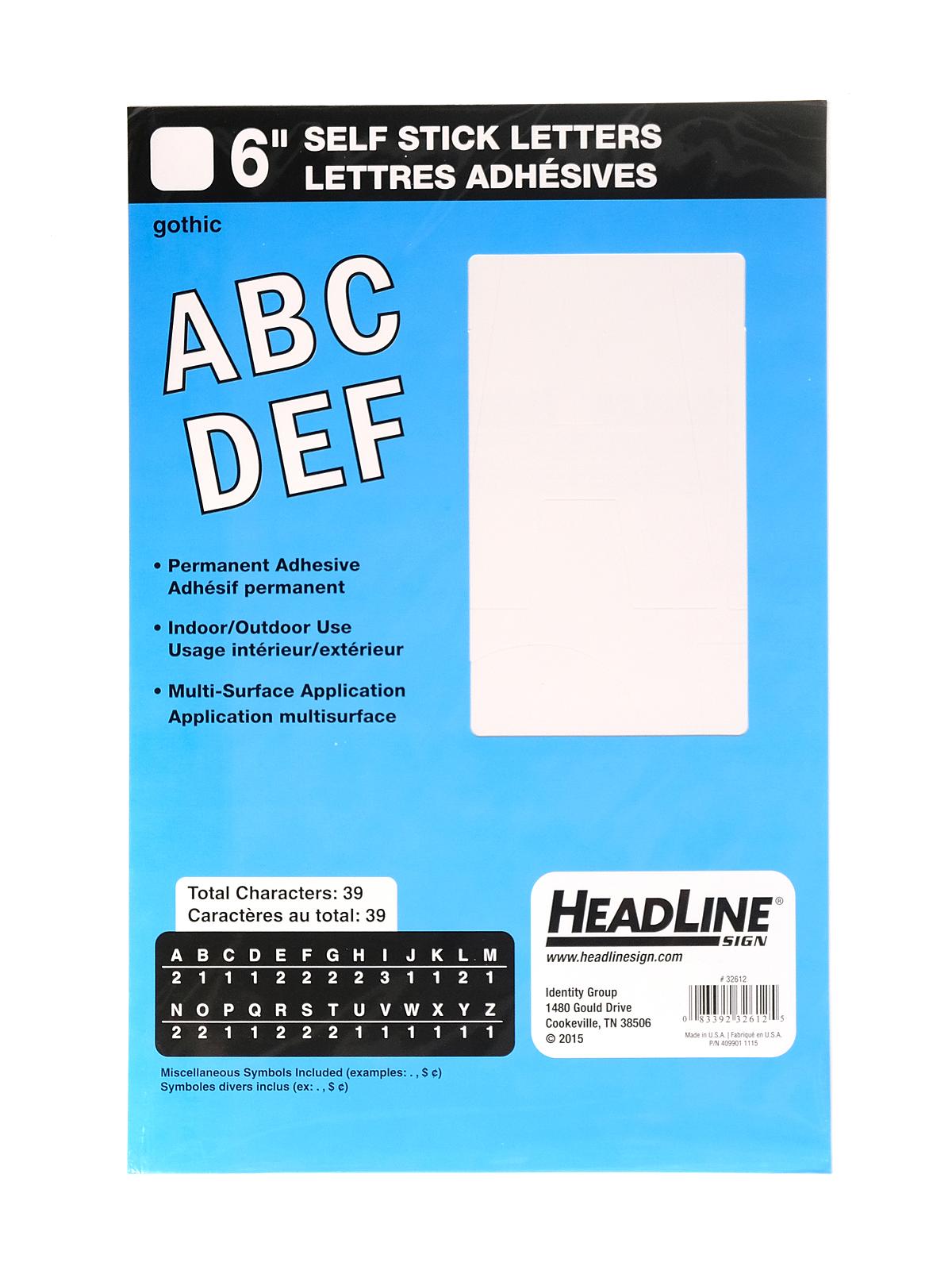 White Vinyl Stick-On Letters or Numbers 6 in. gothic capitals
