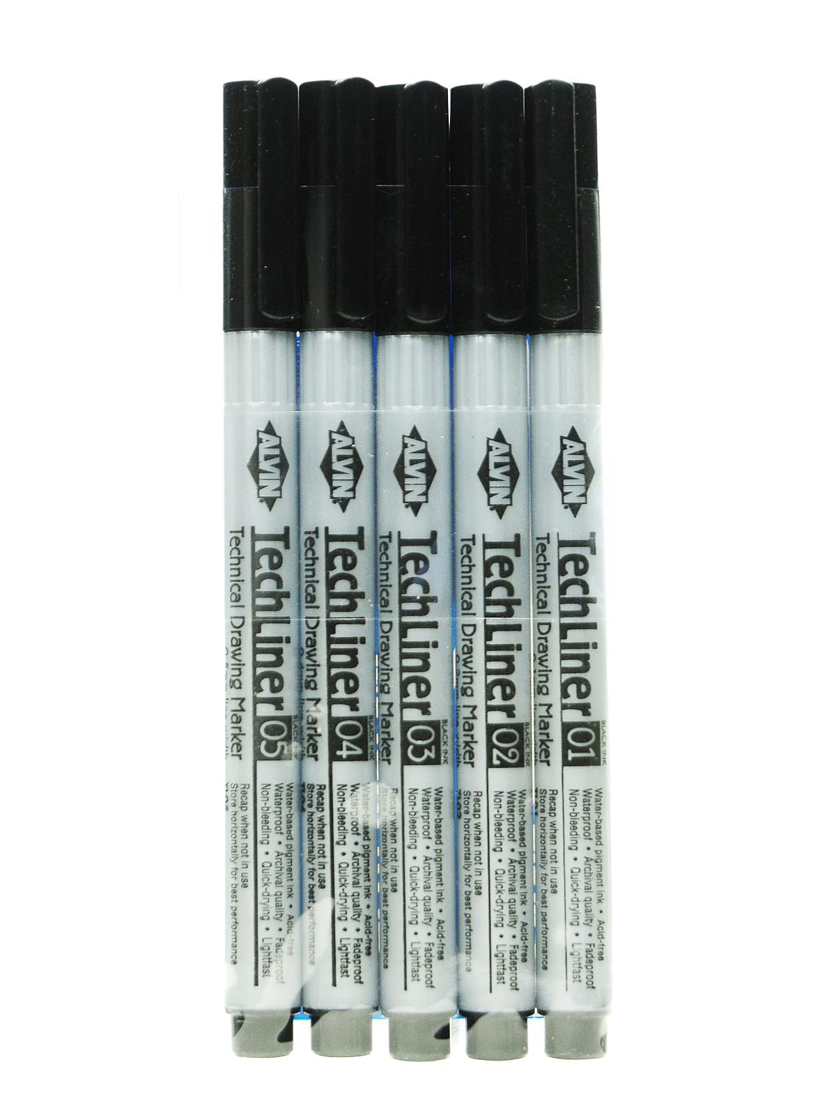 Tech-liner Superpoint Drawing Pen/marker Set Of 5 Set Of 5