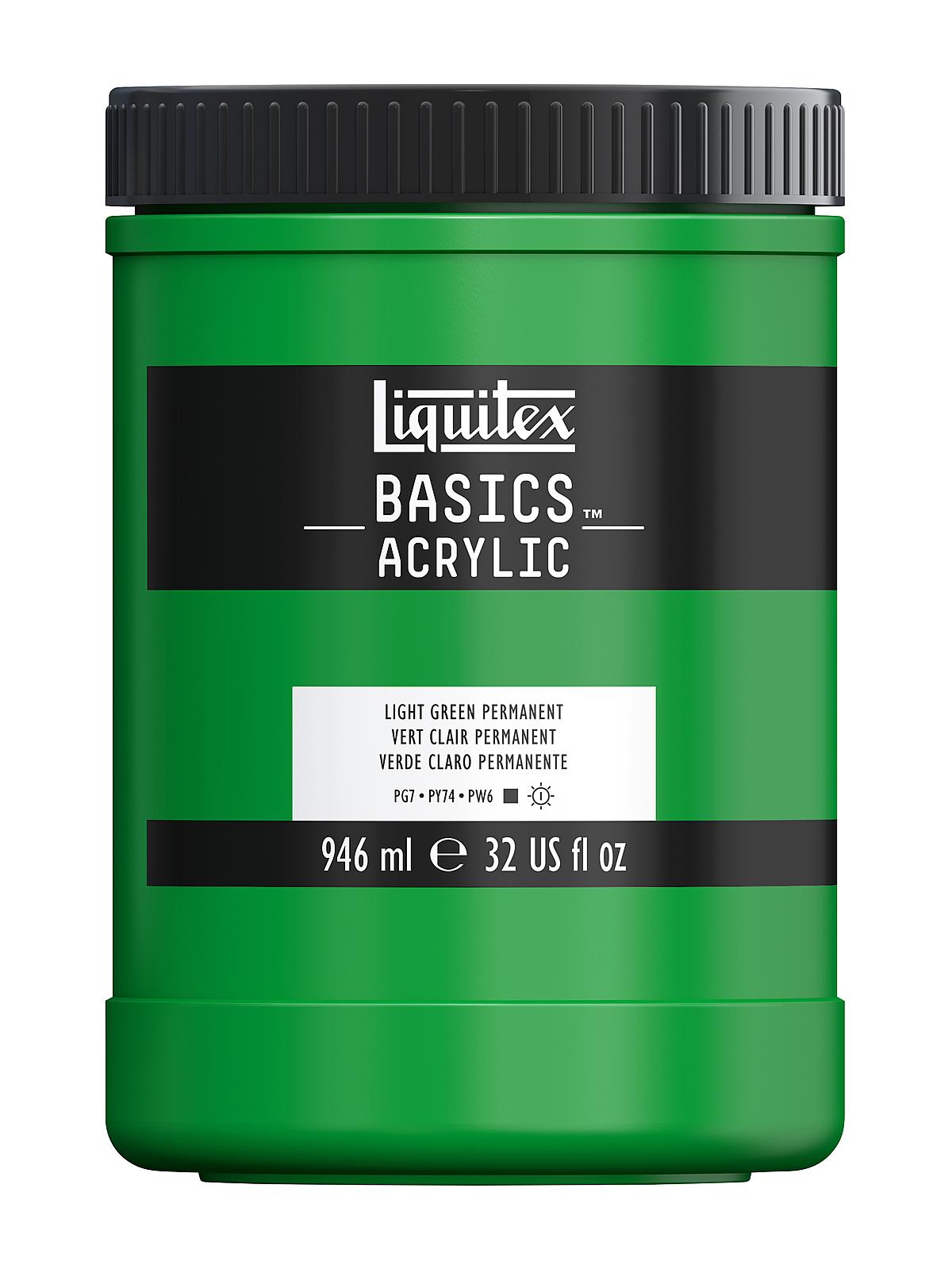 Basics Acrylics Colors light green permanent 32 oz. jar