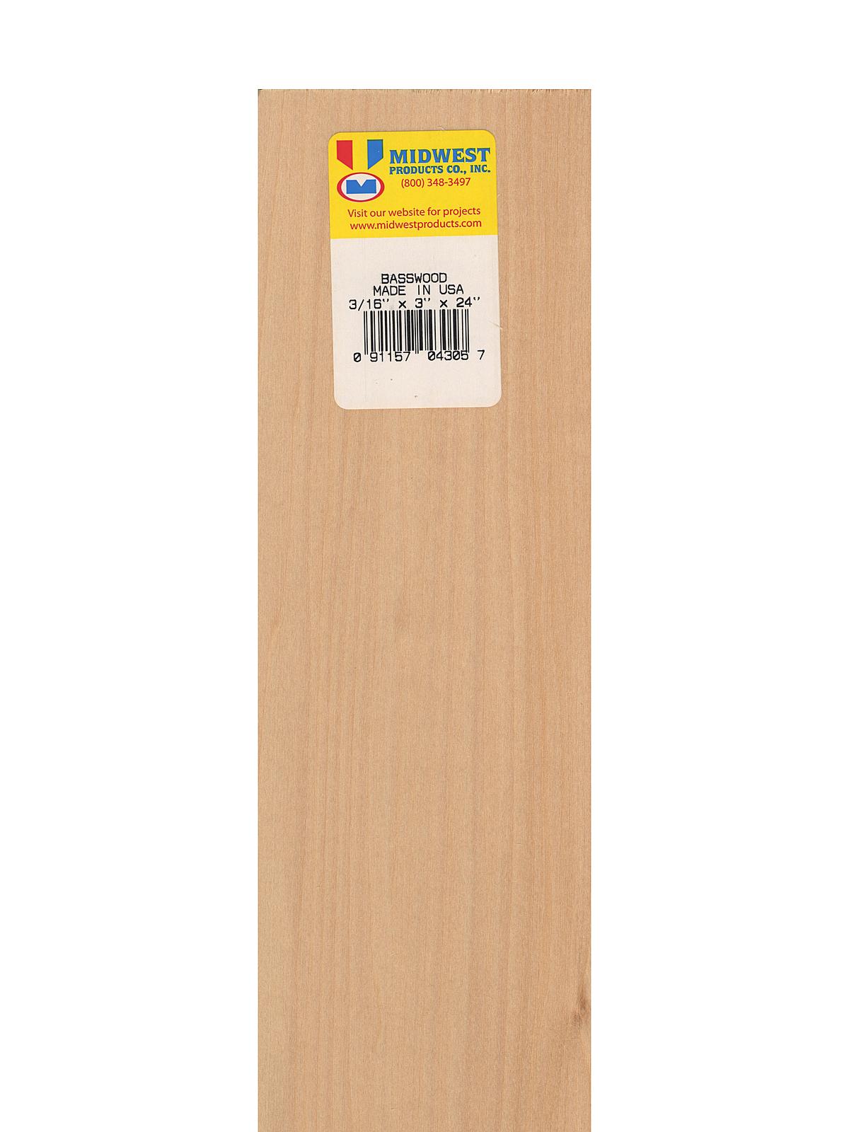 Basswood Sheets 3 16 in. 3 in. x 24 in.